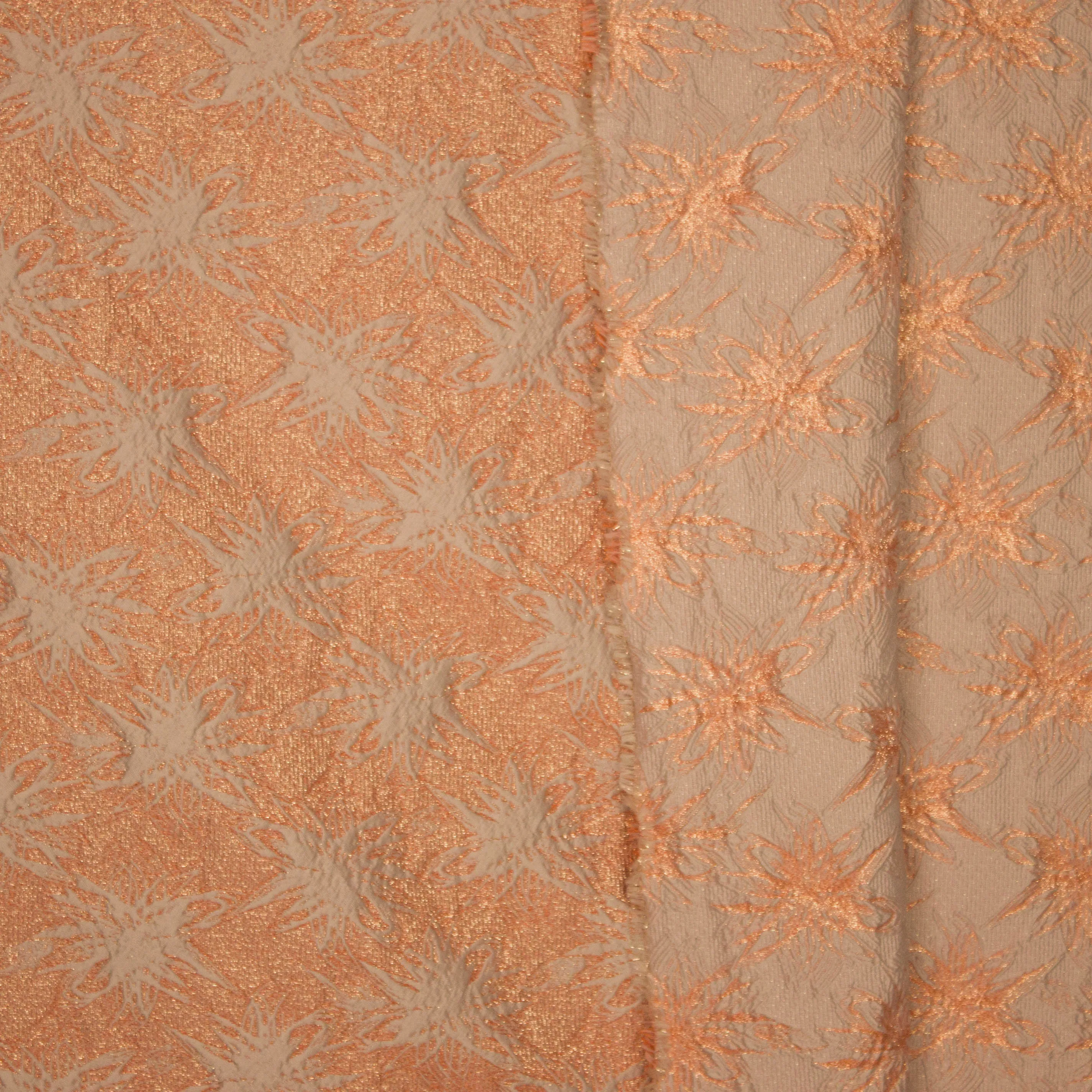 Jacquard double oranje beige goud glinsterdraad