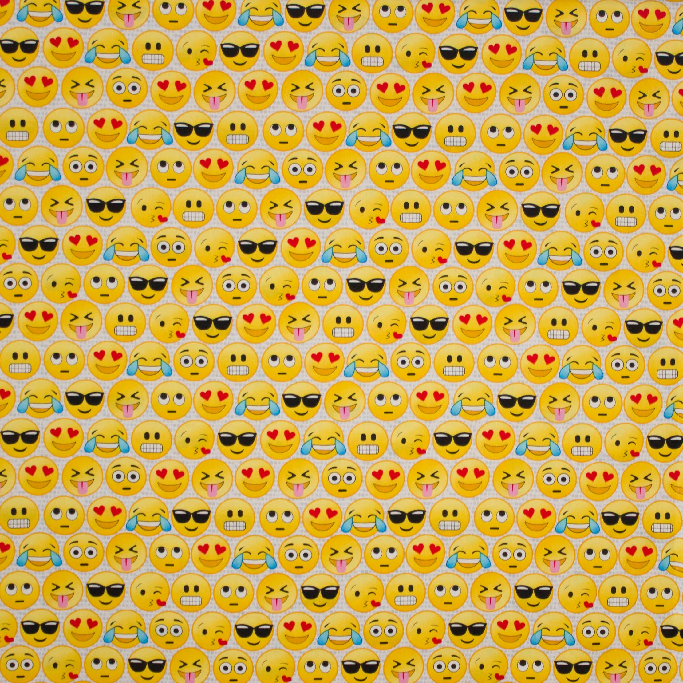 Katoen geel emoji print