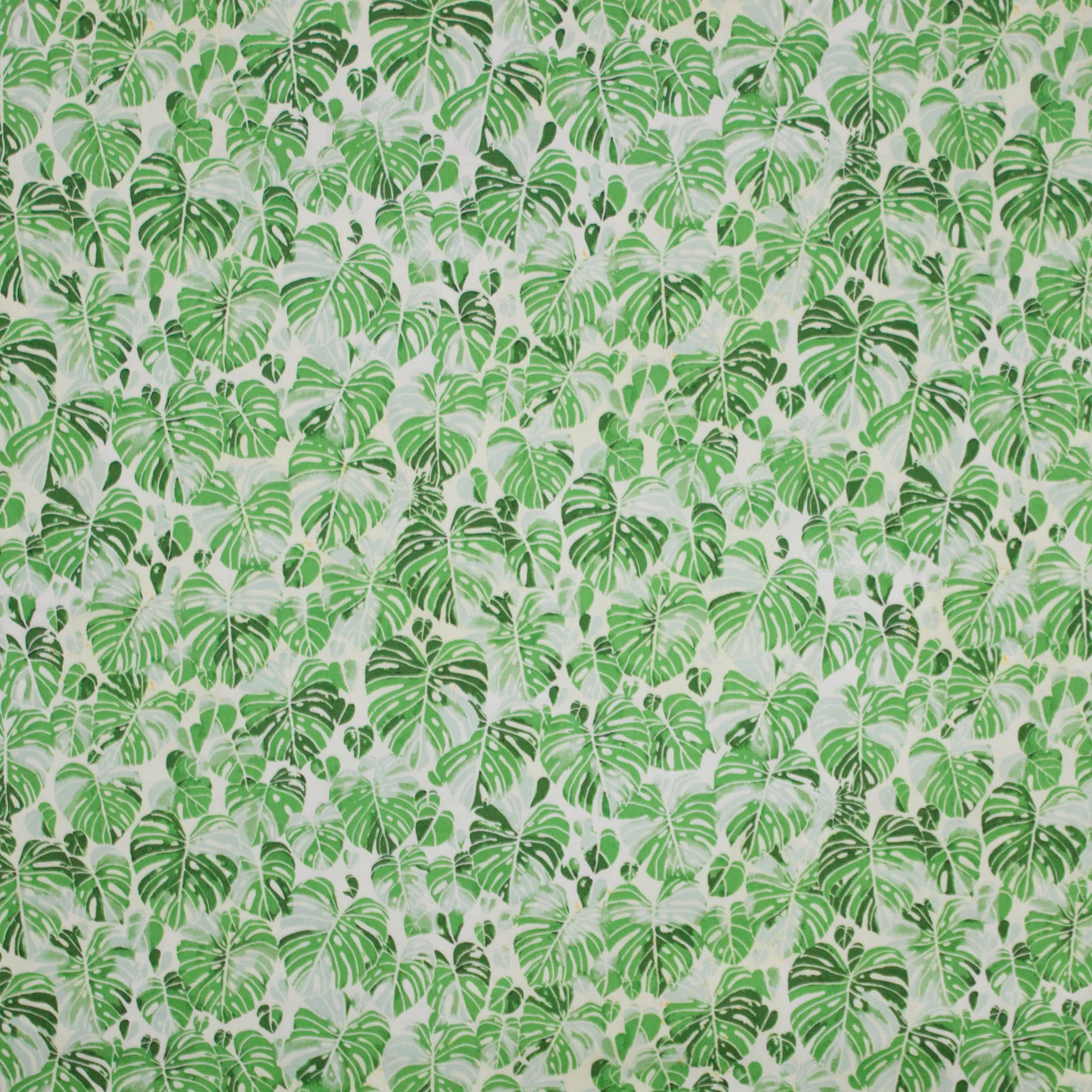 Katoen wit palmbladeren print