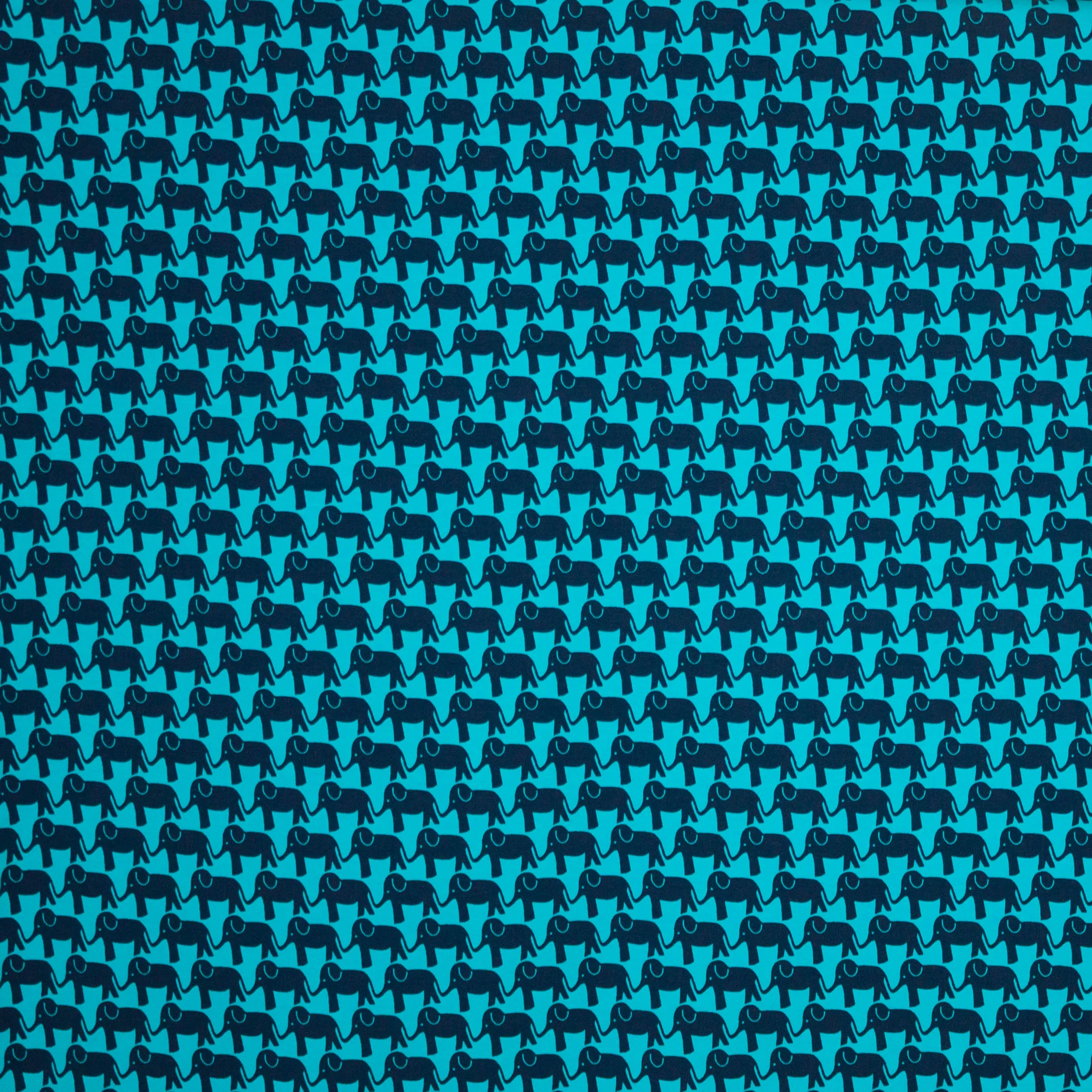 French terry blauw olifanten motief