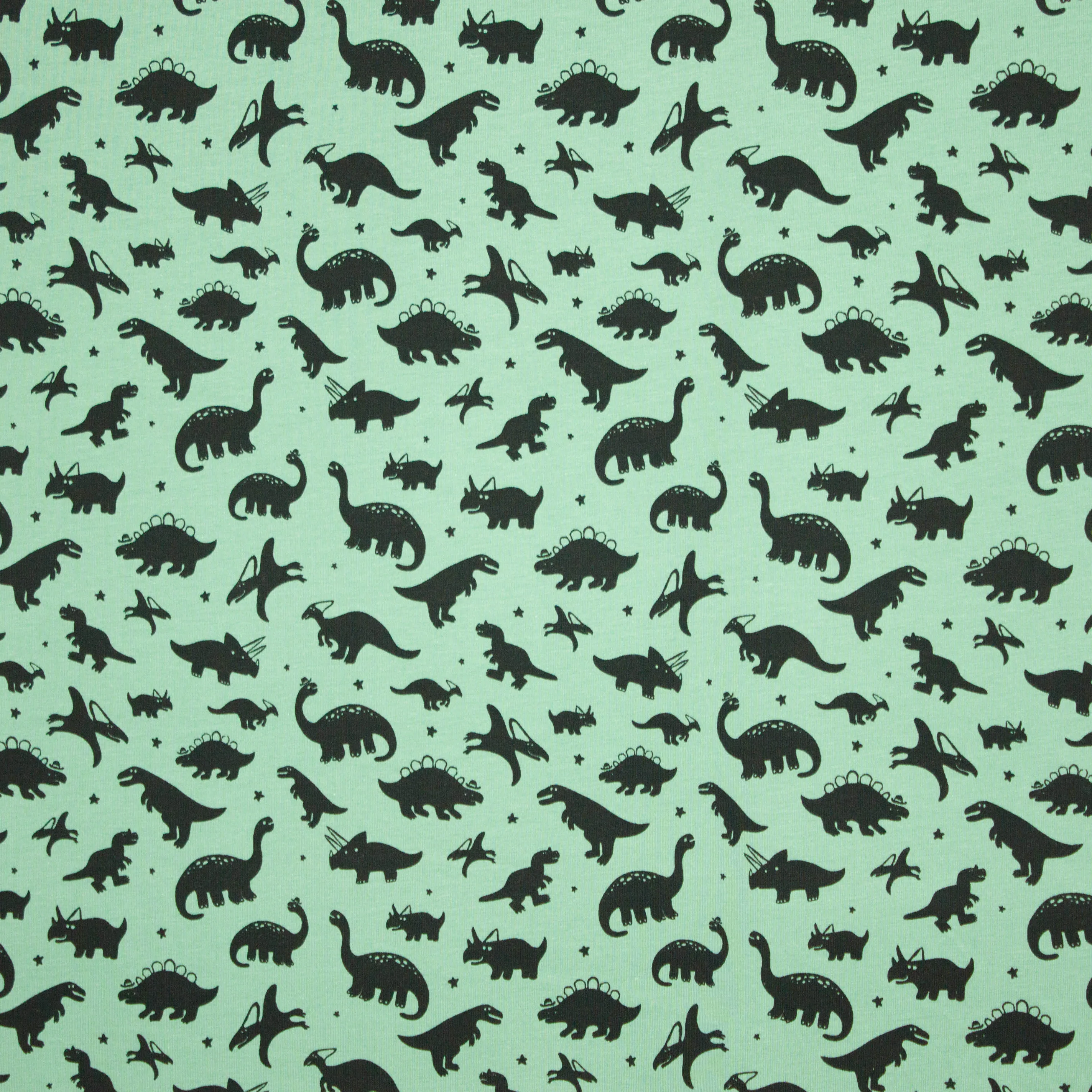 Donkere munt tricot met zwarte dino's