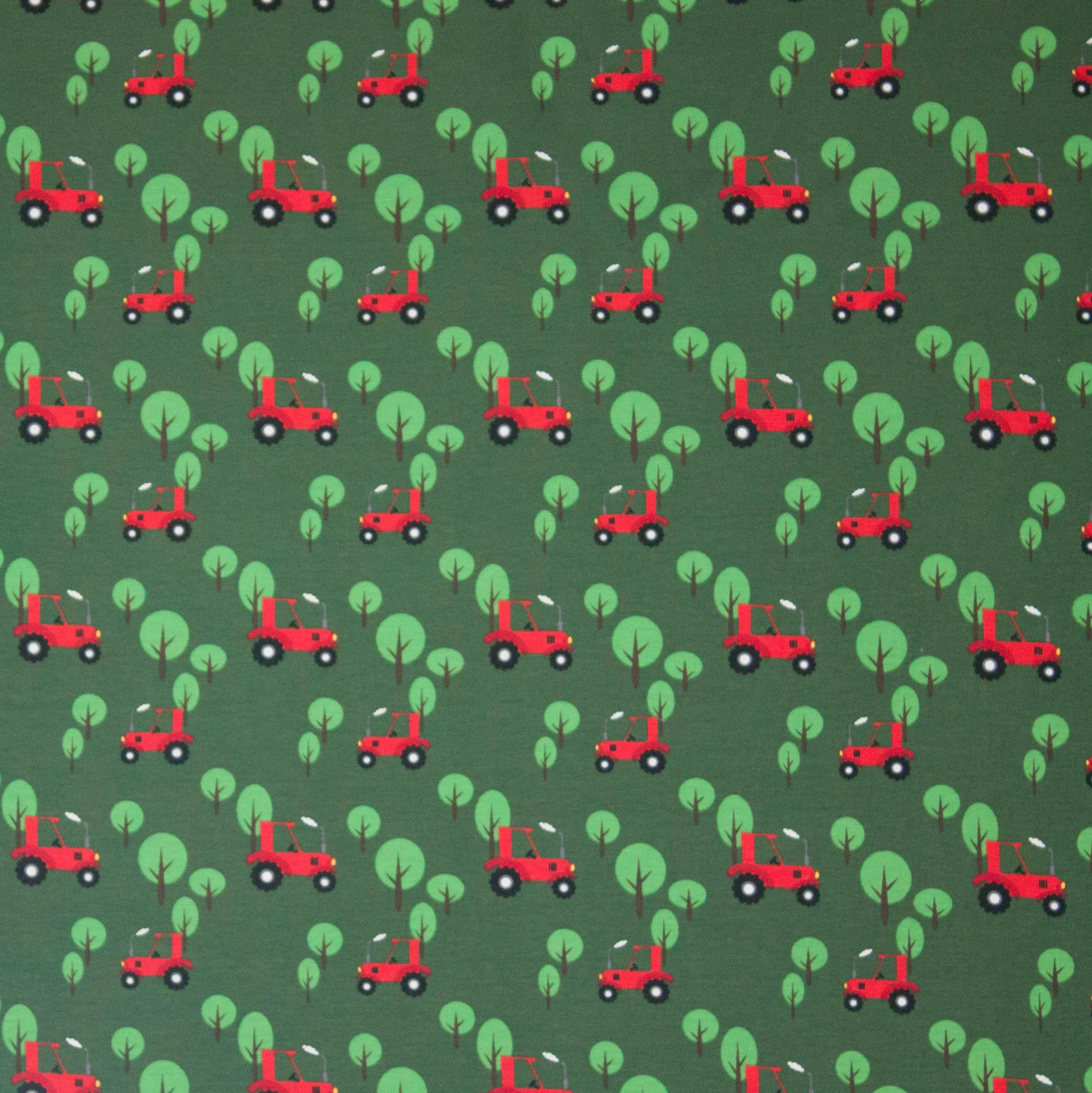 Tricot groen tractor motief