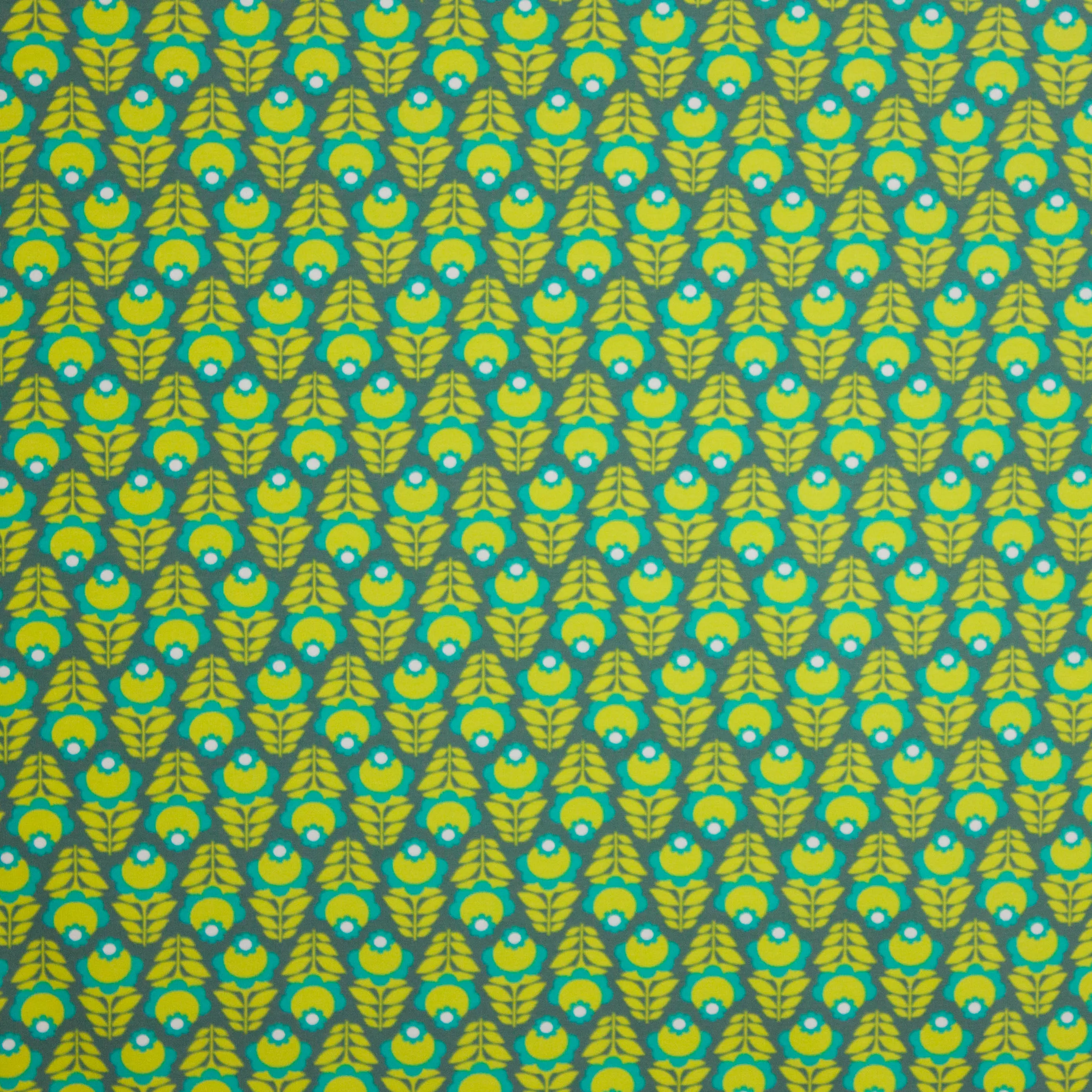 Tricot groen bloemen motief