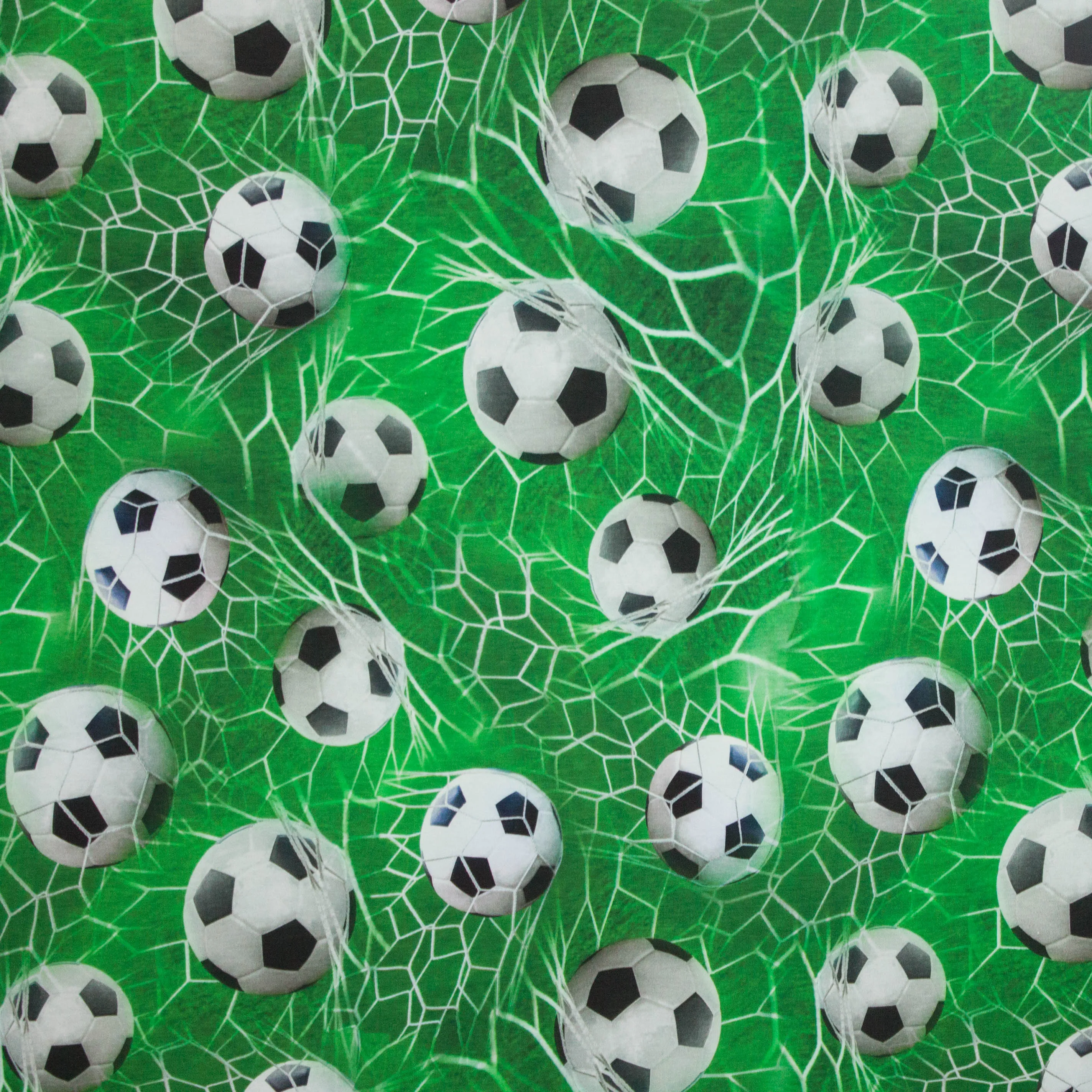 Katoen tricot goal- en voetbalmotief