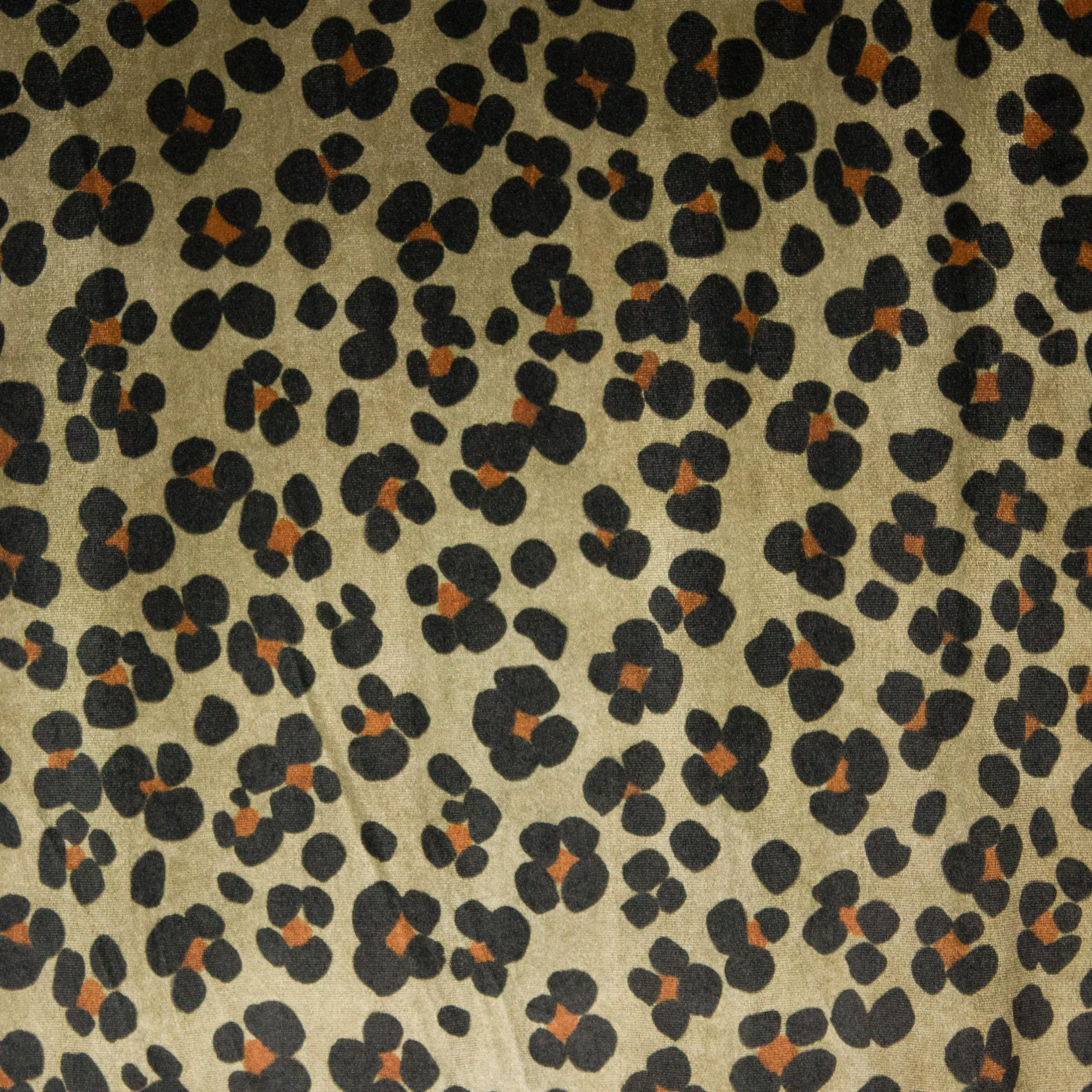Rekbare nicky velours beige/groen met abstracte bloemen