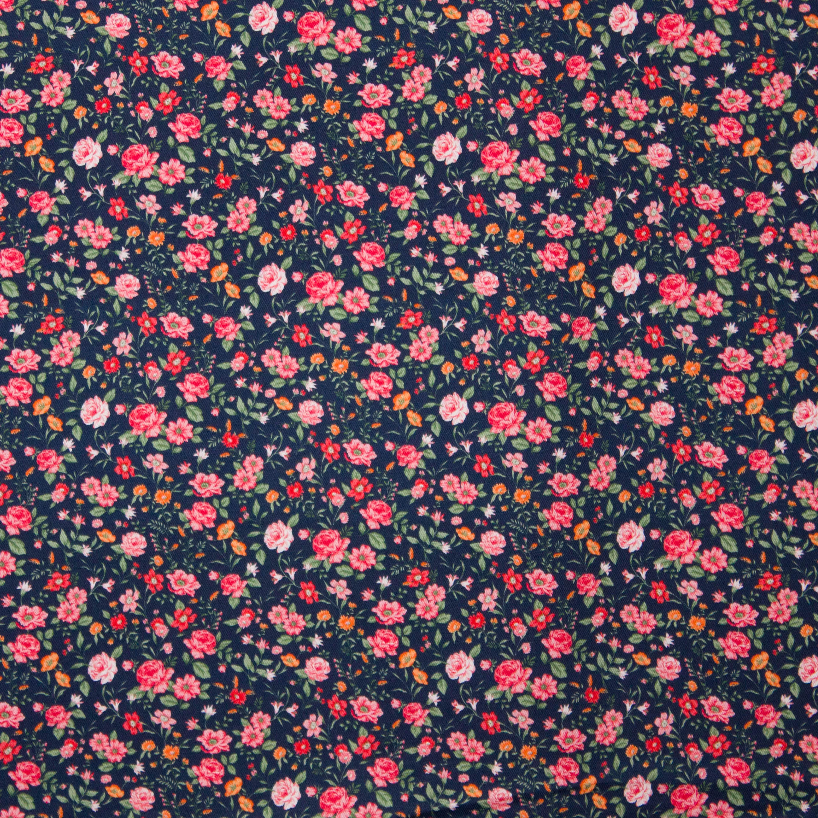 Blauwe gebloemde katoen / viscose twill van 'La Maison Victor'