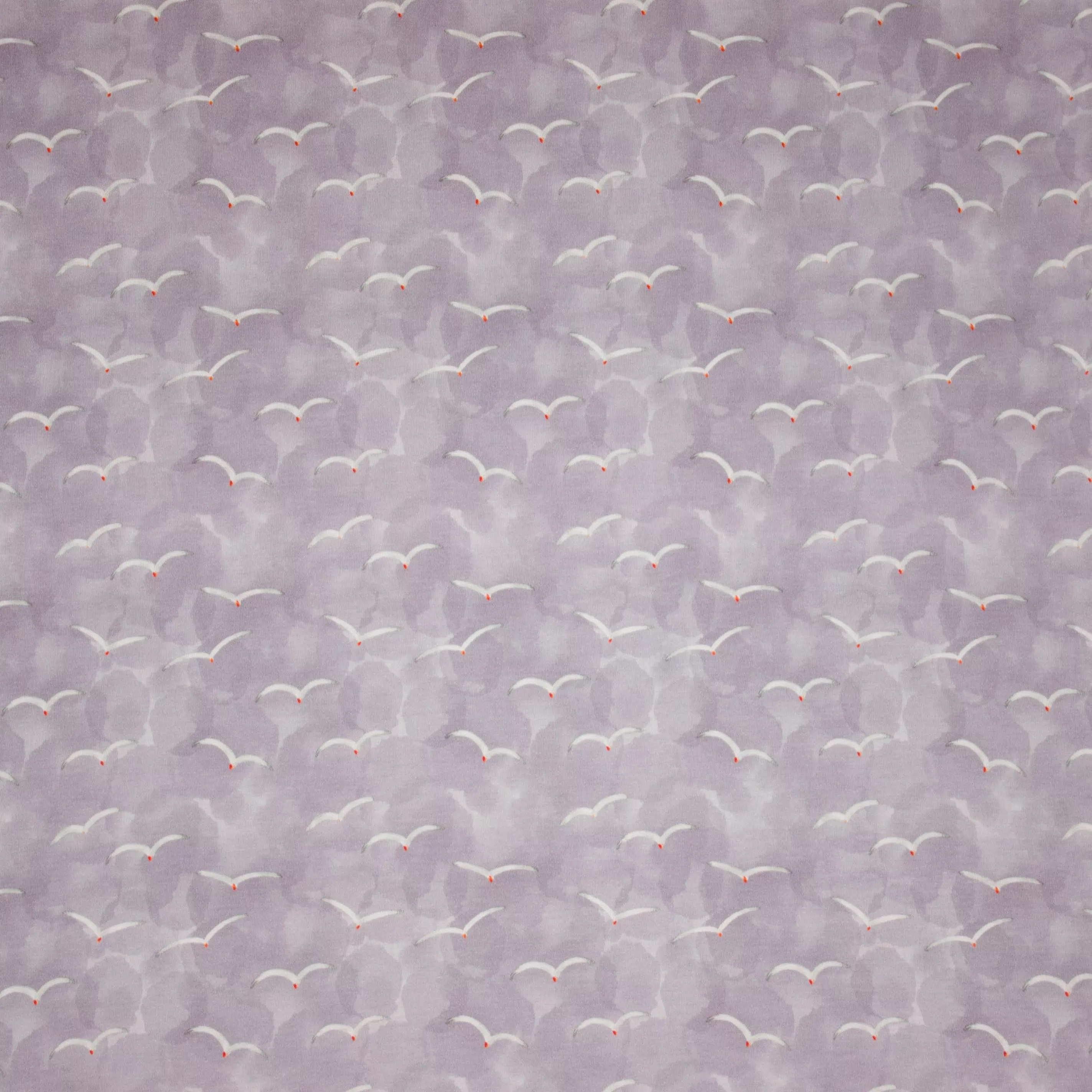 Viscose tricot lila vogel motief