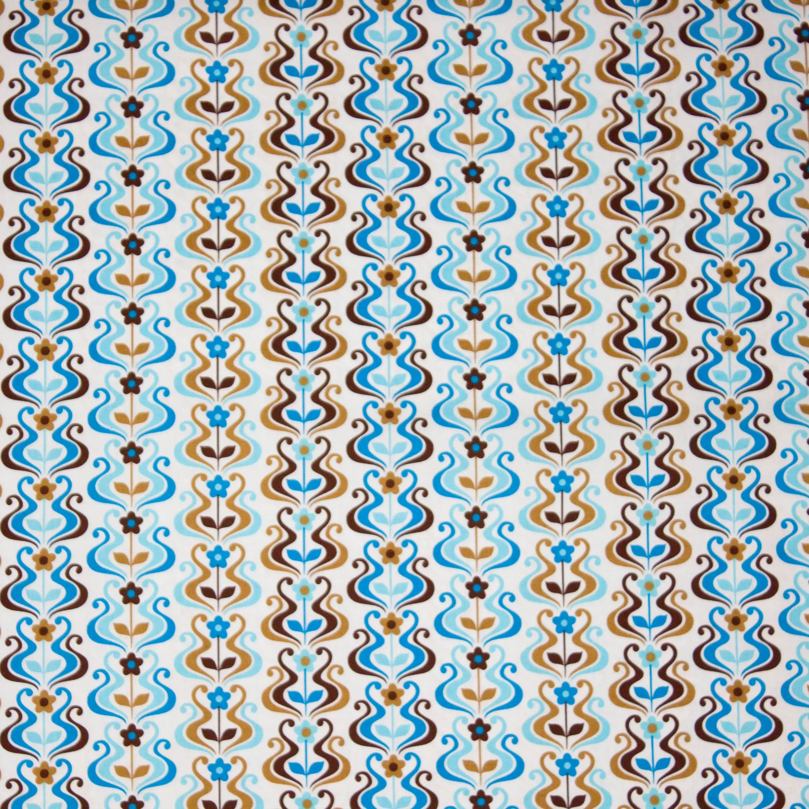 Witte katoen met abstract bloemmotief