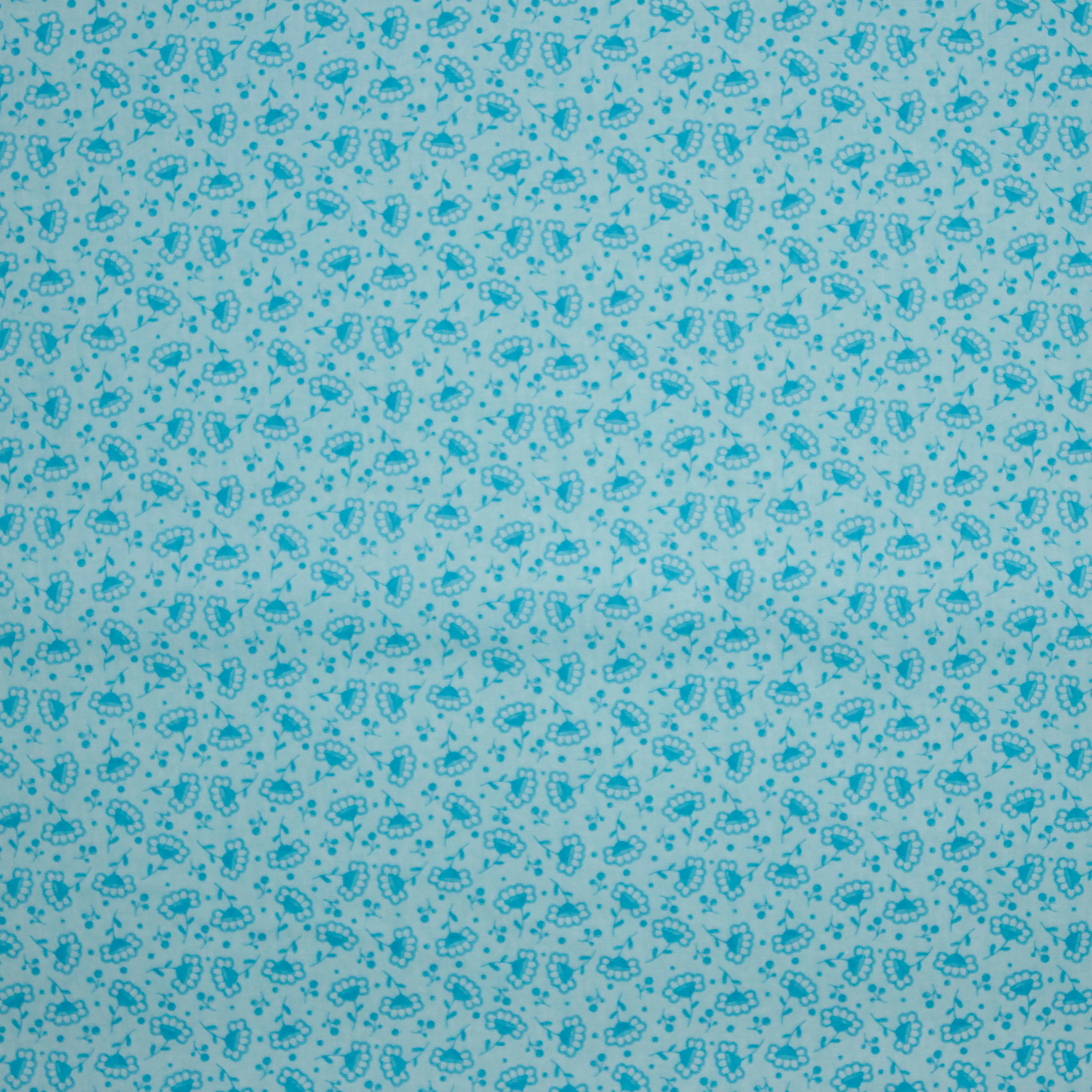 Licht blauwe katoen met bloemetjesmotief