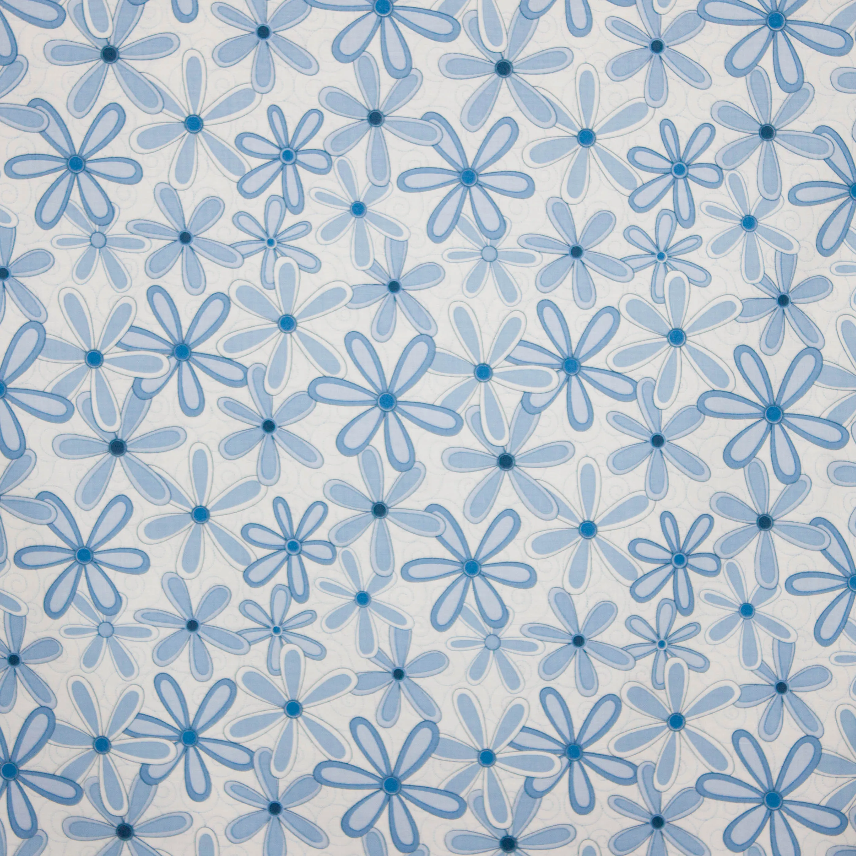 Witte blauwe katoen met bloemenmotief