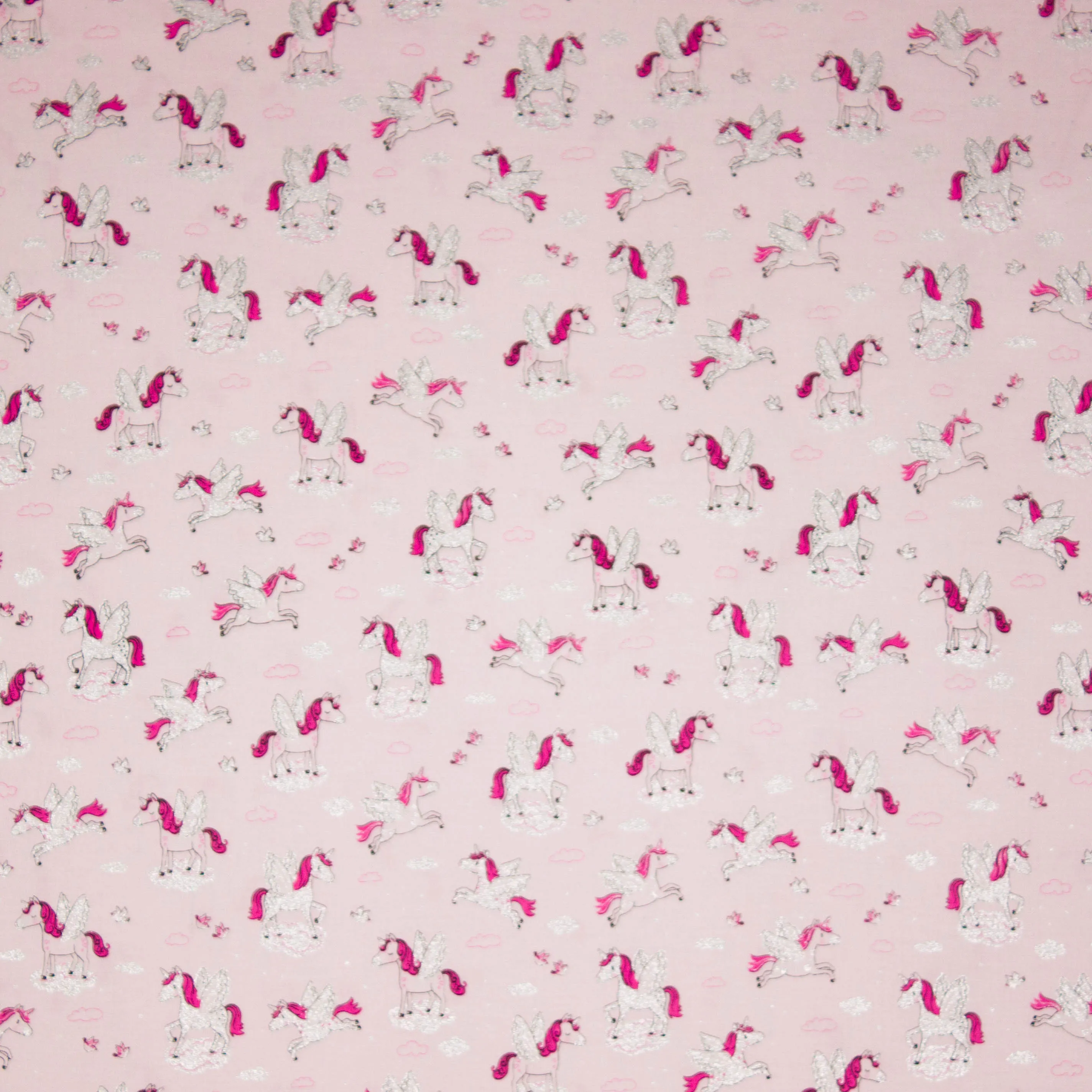 Roze katoen met eenhoorn motief