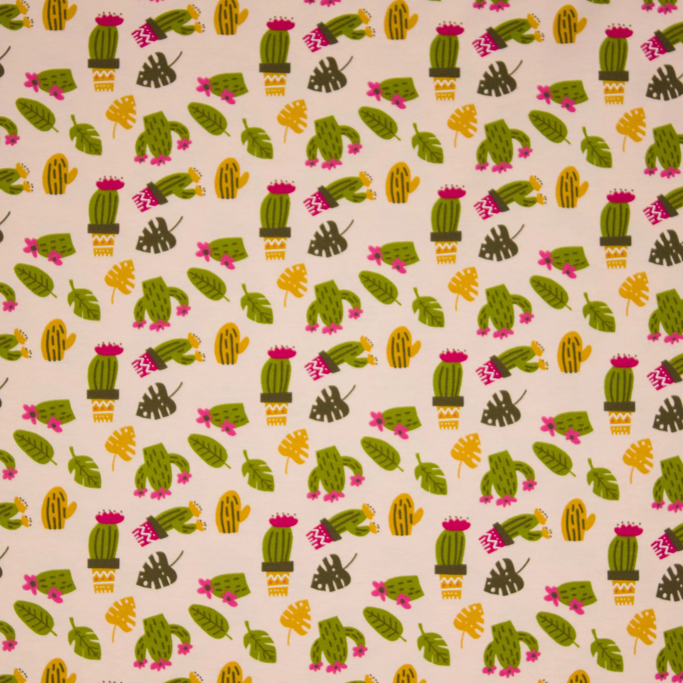 Zalmroze katoen tricot met cactus motief