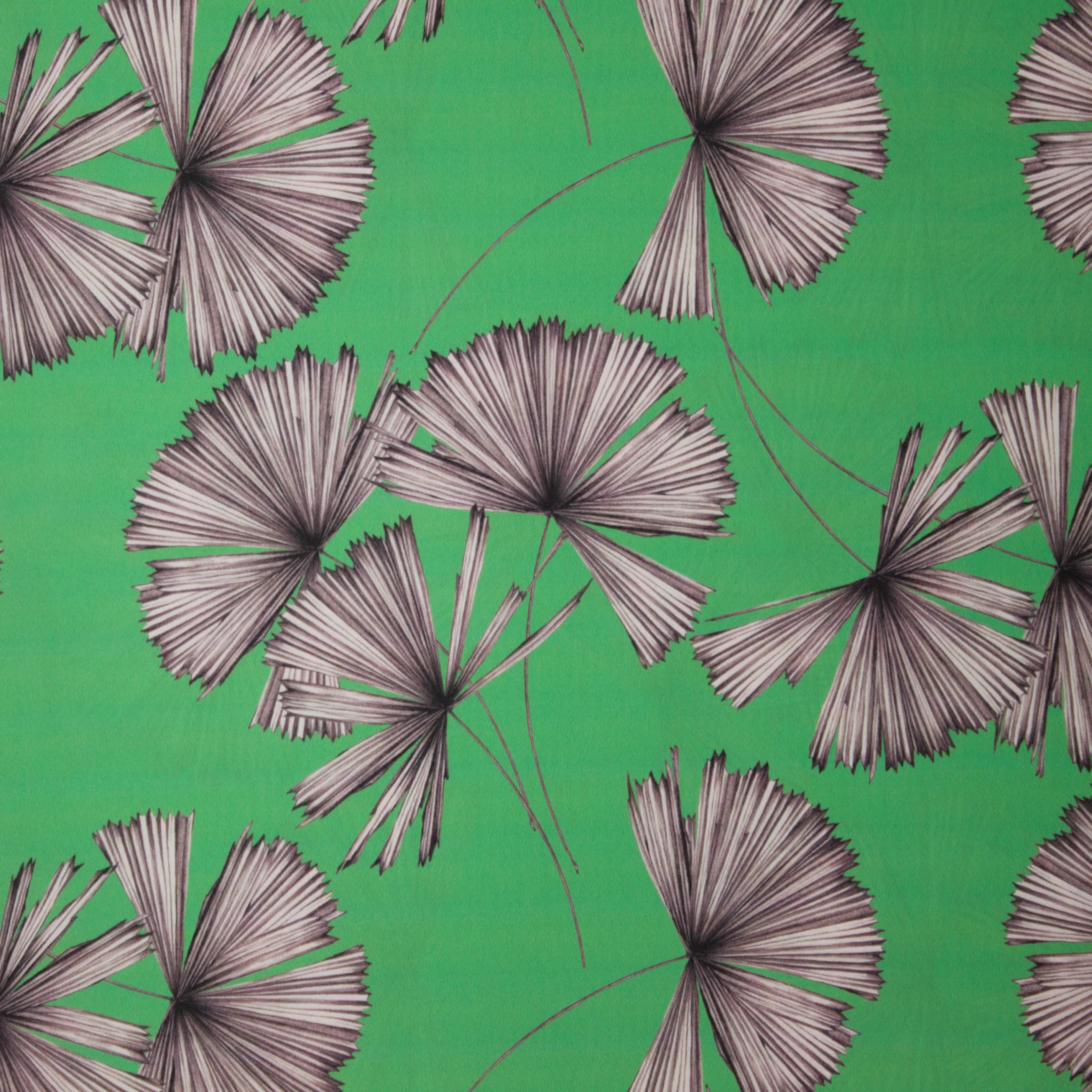 Groene polyester met plantmotief