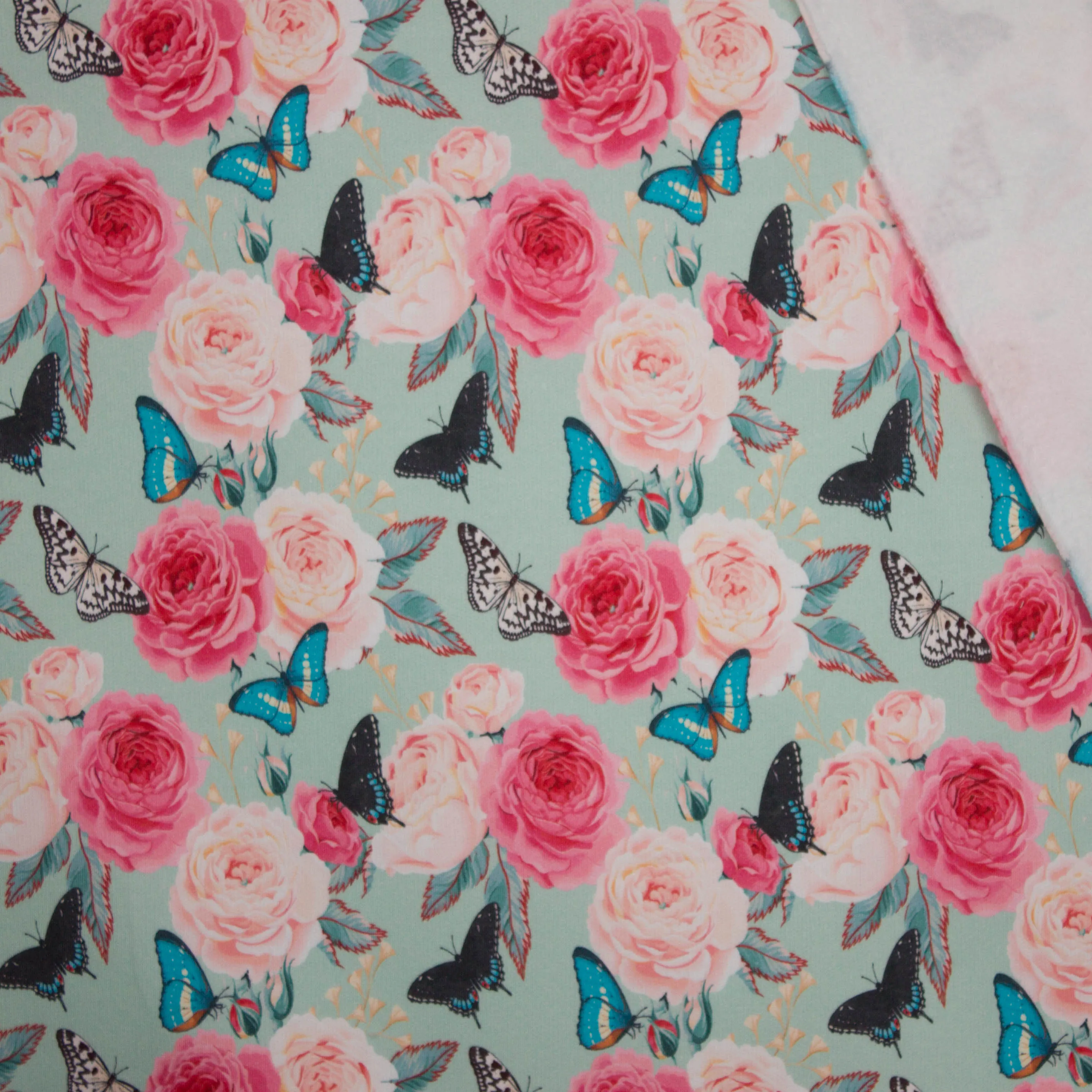 Sweater munt rozen print