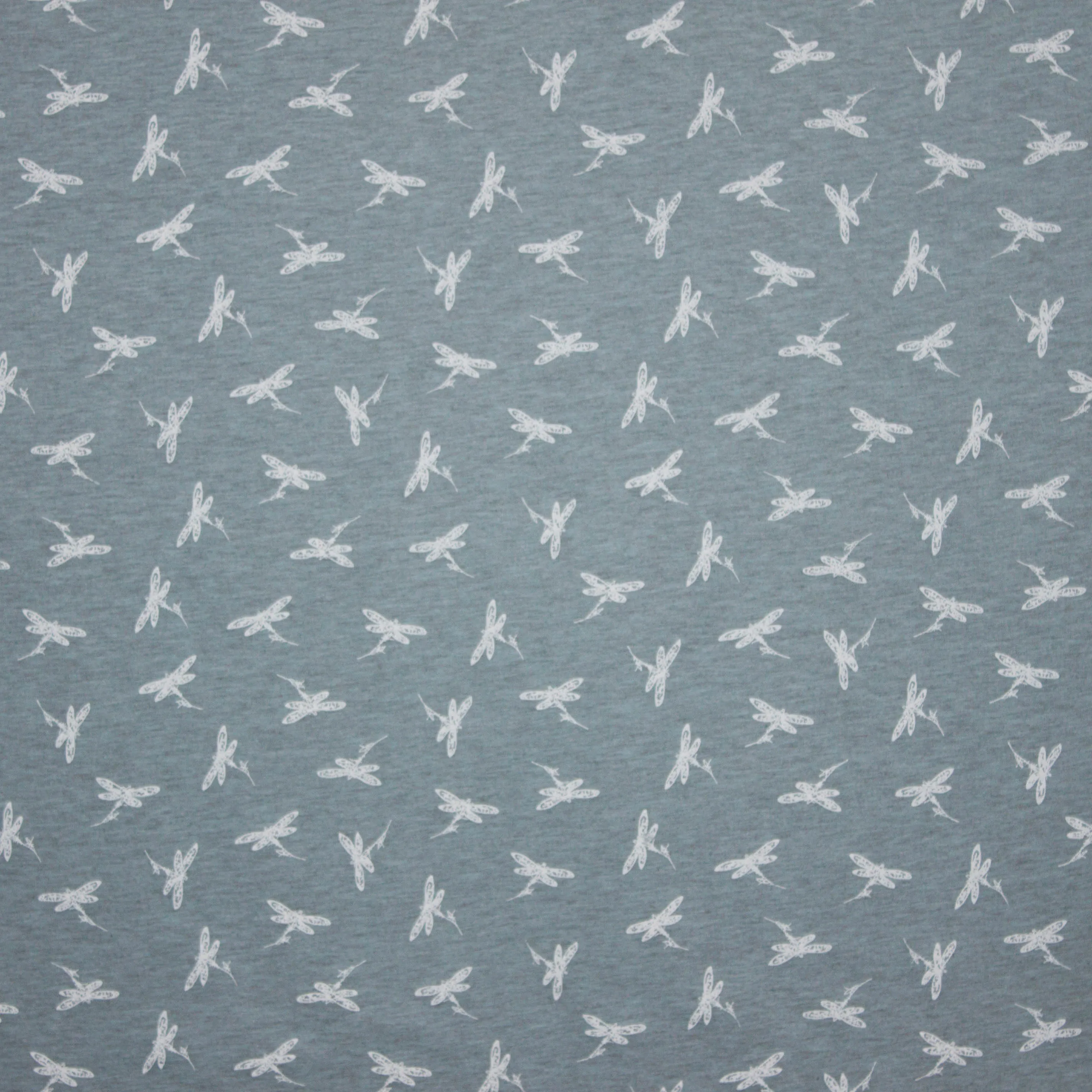 Katoen polyester tricot blauwgrijs gemeleerd waterjuffer