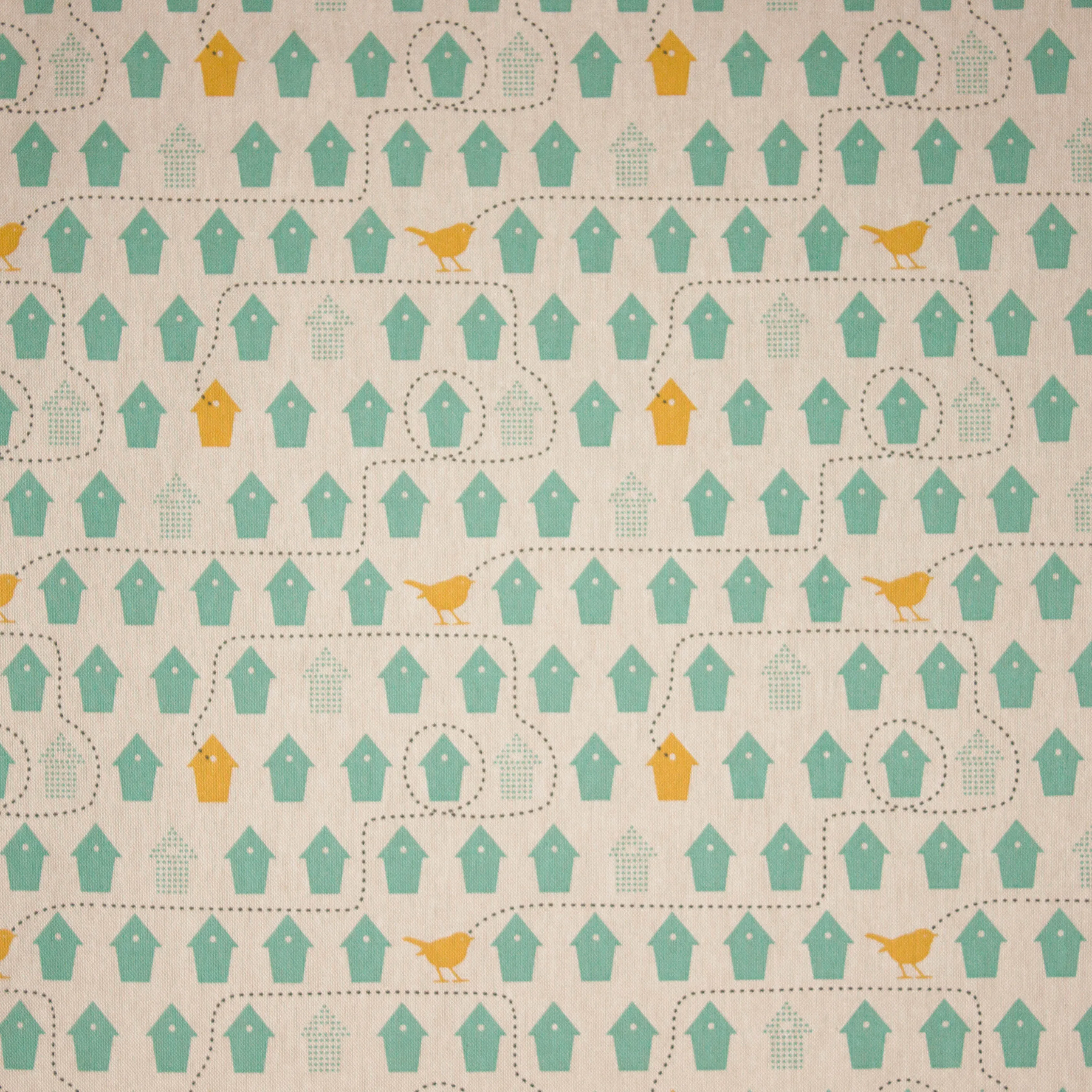Canvas met vogelhuisjes motief