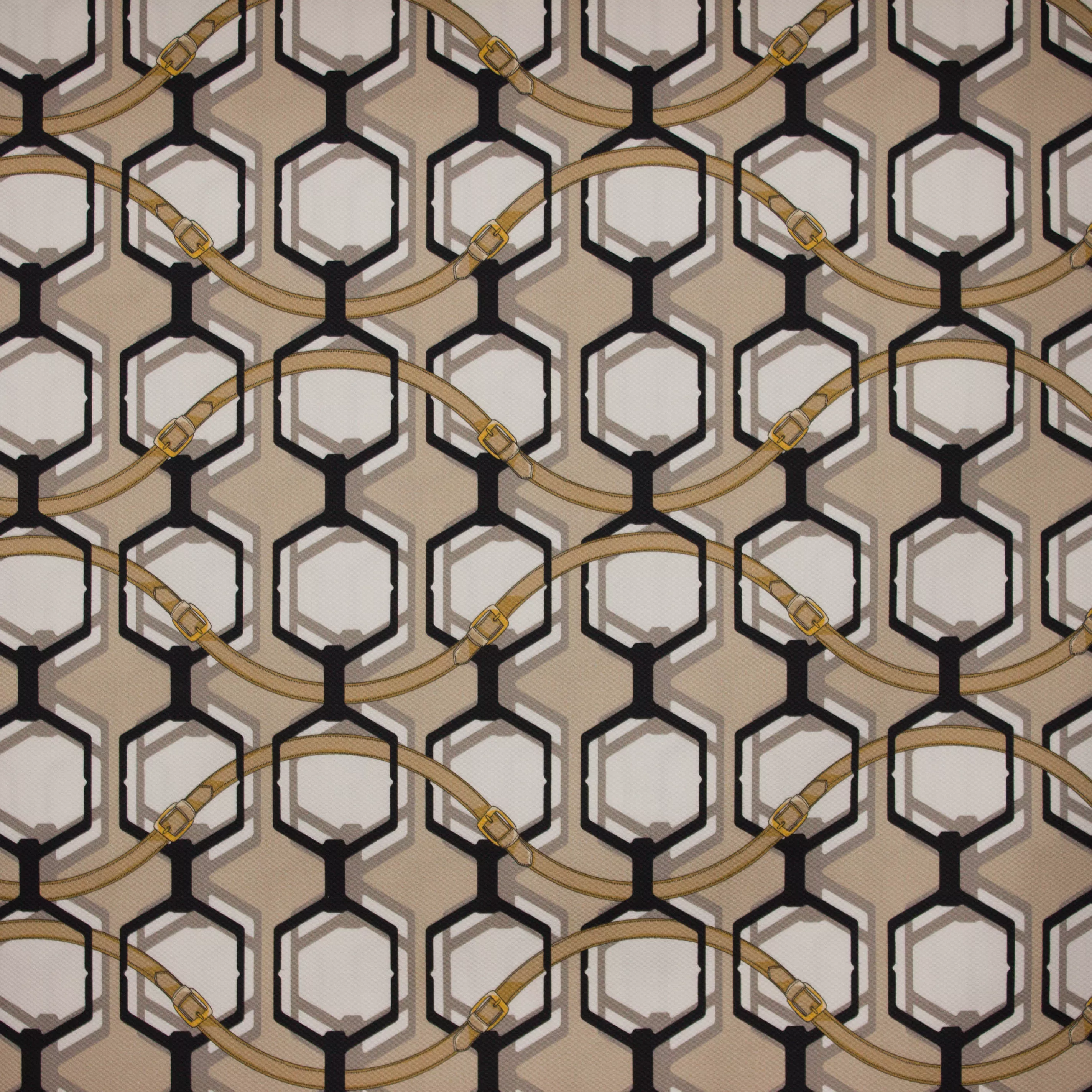 Piqué met riem print en geometrische figuren