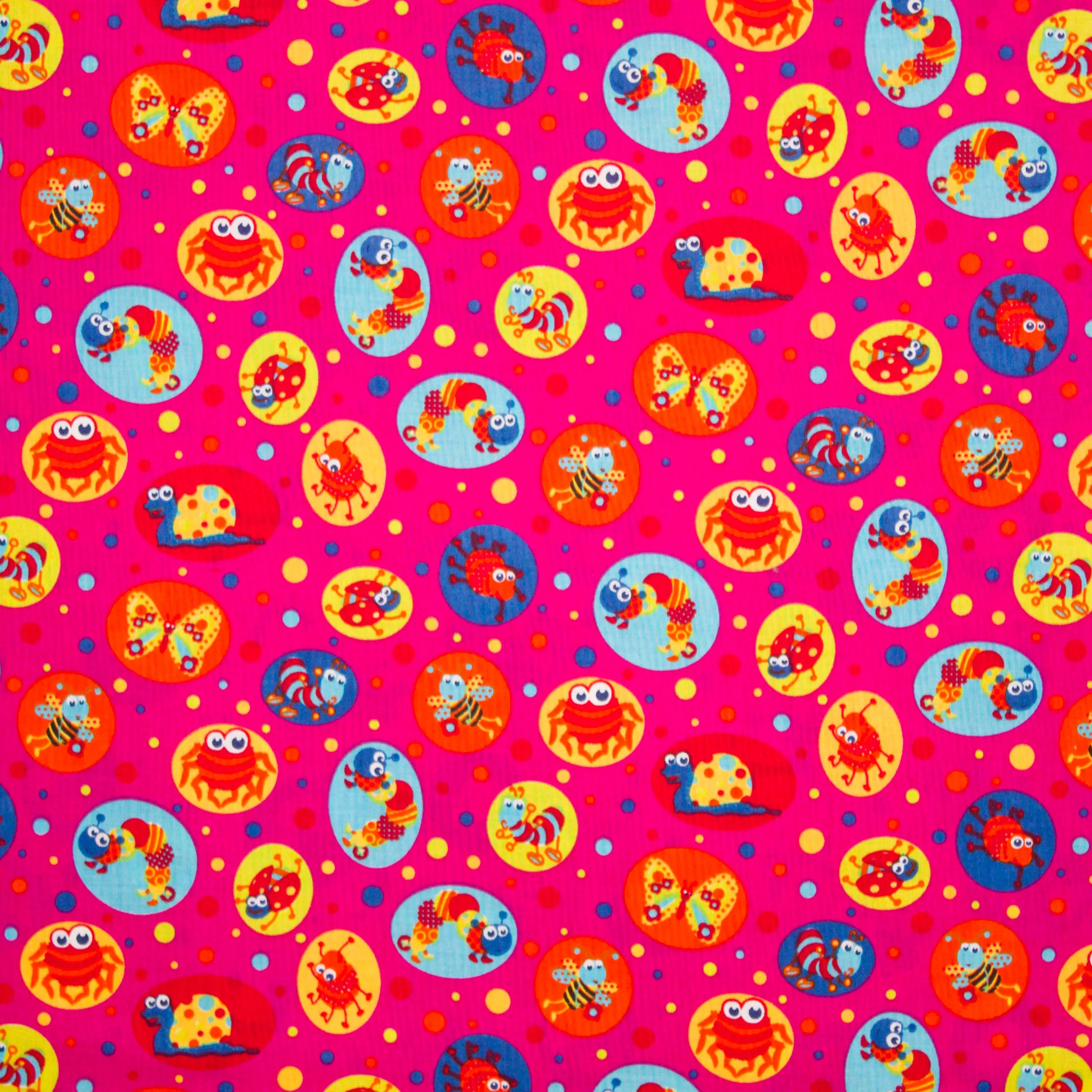 Katoen roze beestjes motief