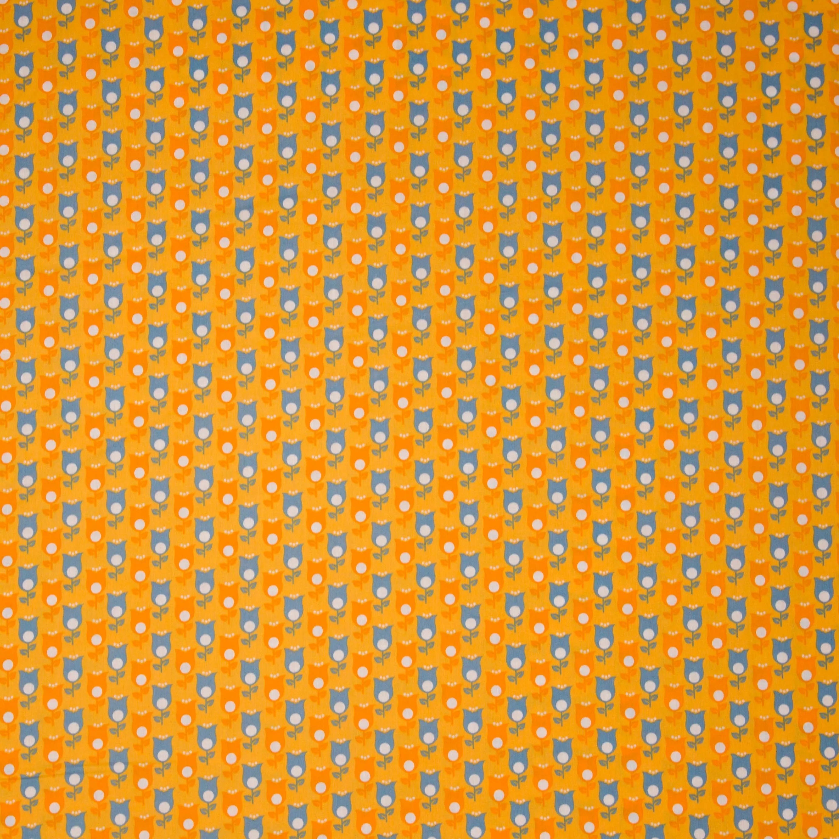 Katoen oranje tulpen motief