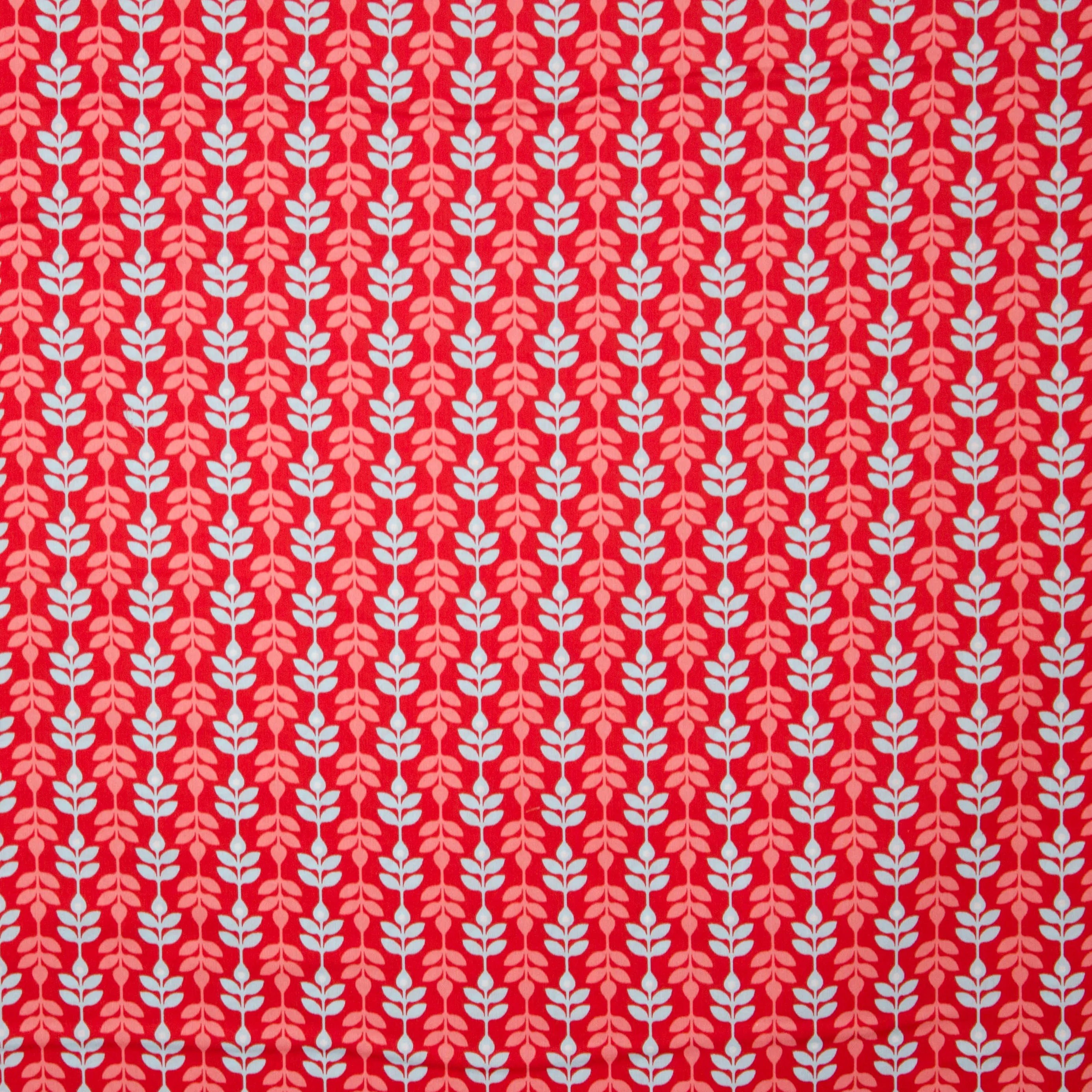 Katoen rood bladmotief
