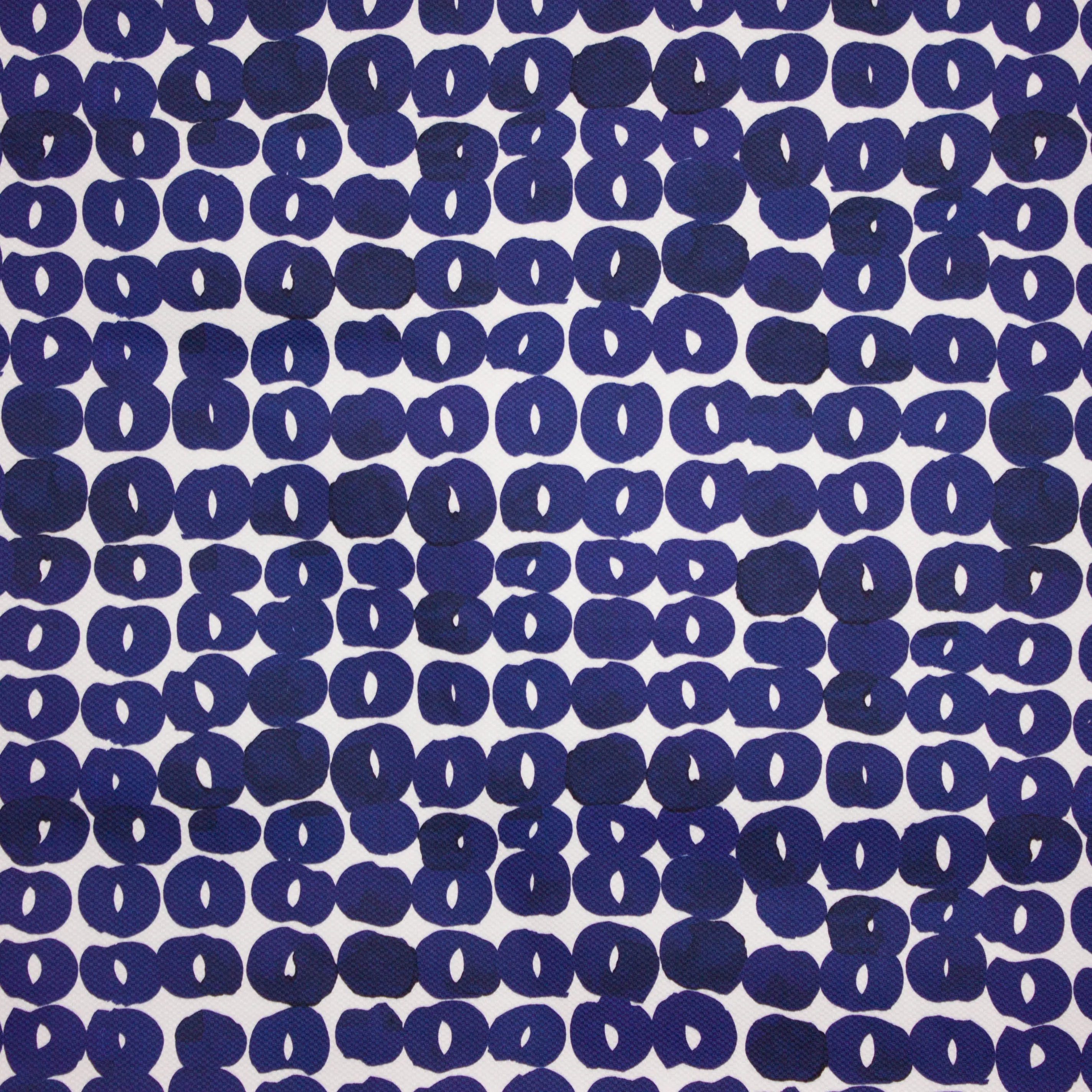 Italiaanse witte piqué katoen met blauwe motieven van 'Alta Moda'