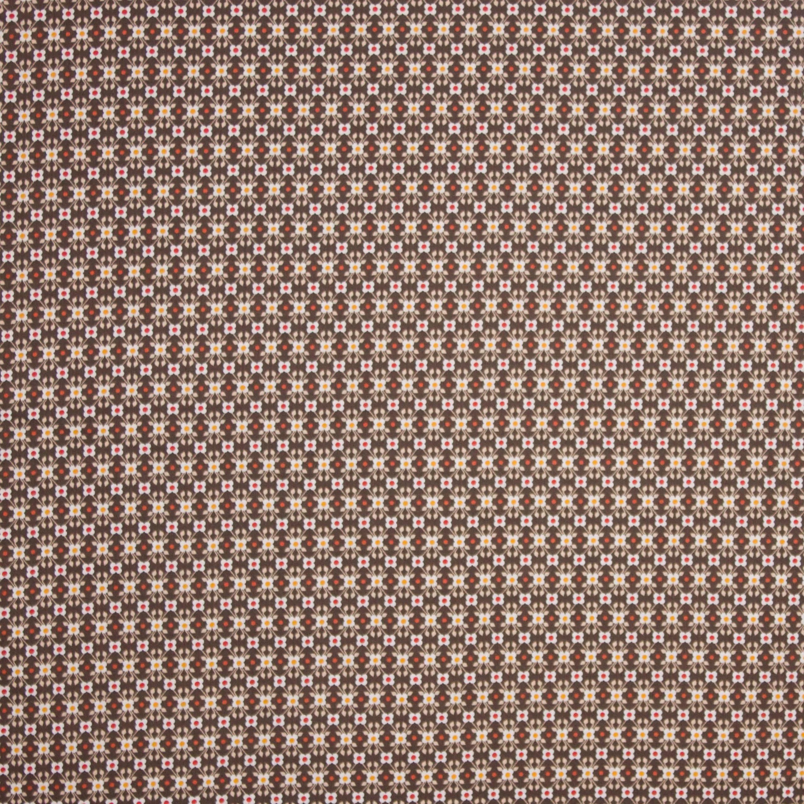 Katoen bruin retro motief