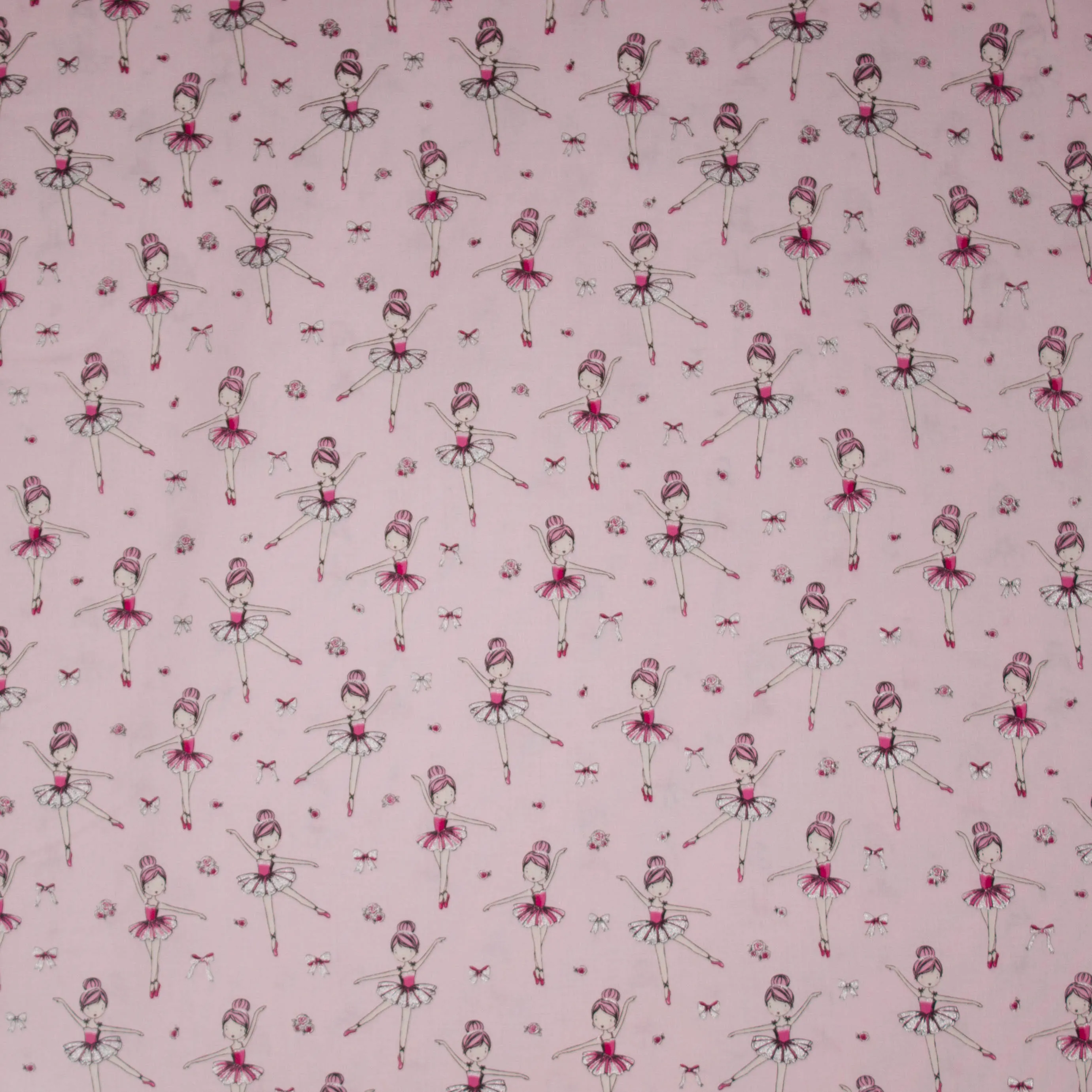 Roze katoen met ballerina motief