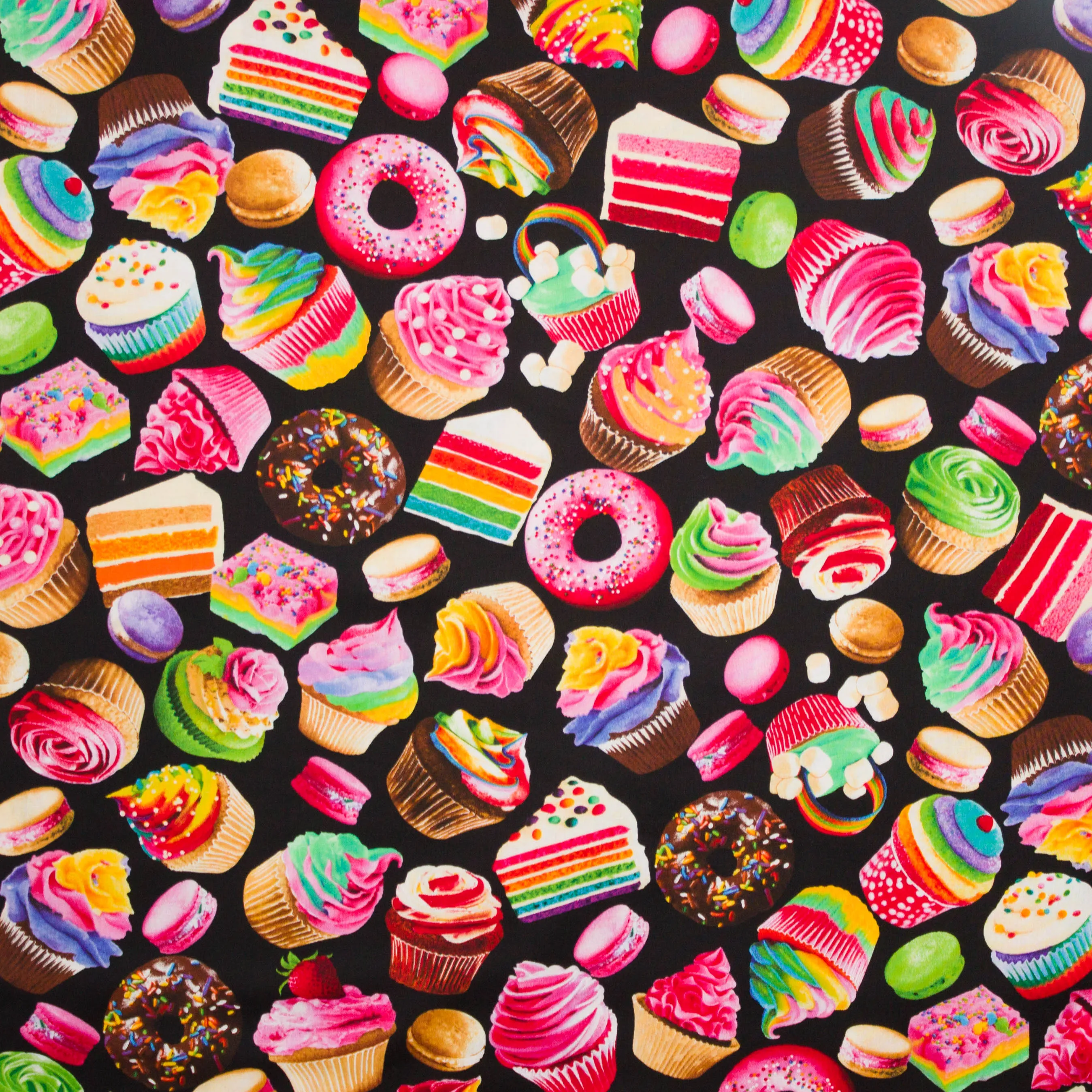 Zwarte katoen met cupcake motief