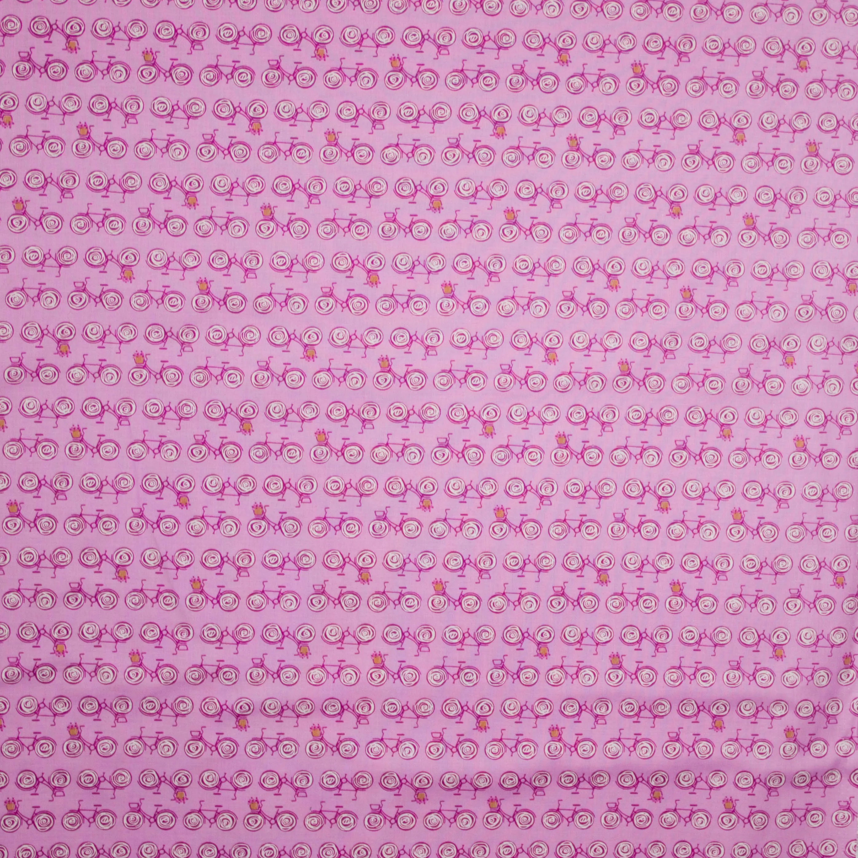 Roze katoen met abstract fiets motief