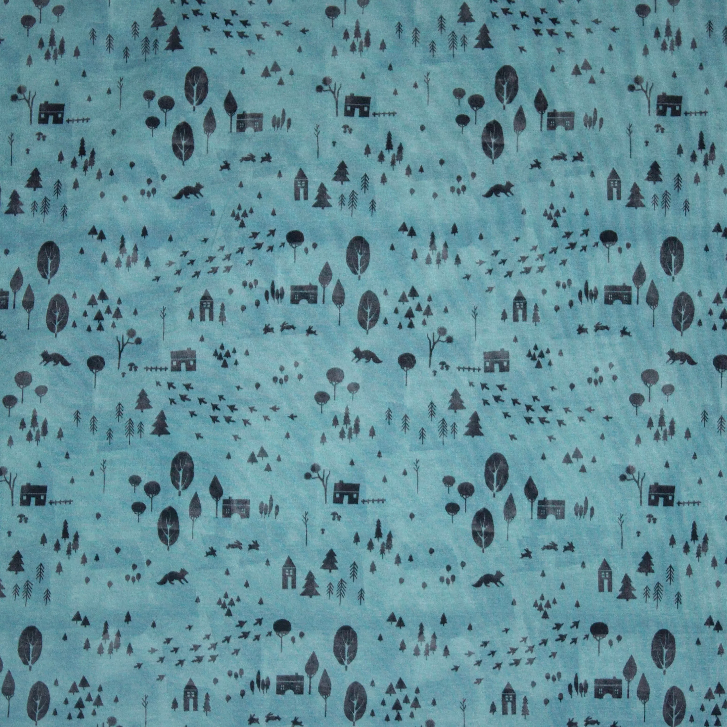 Tricot blauw landschap motief
