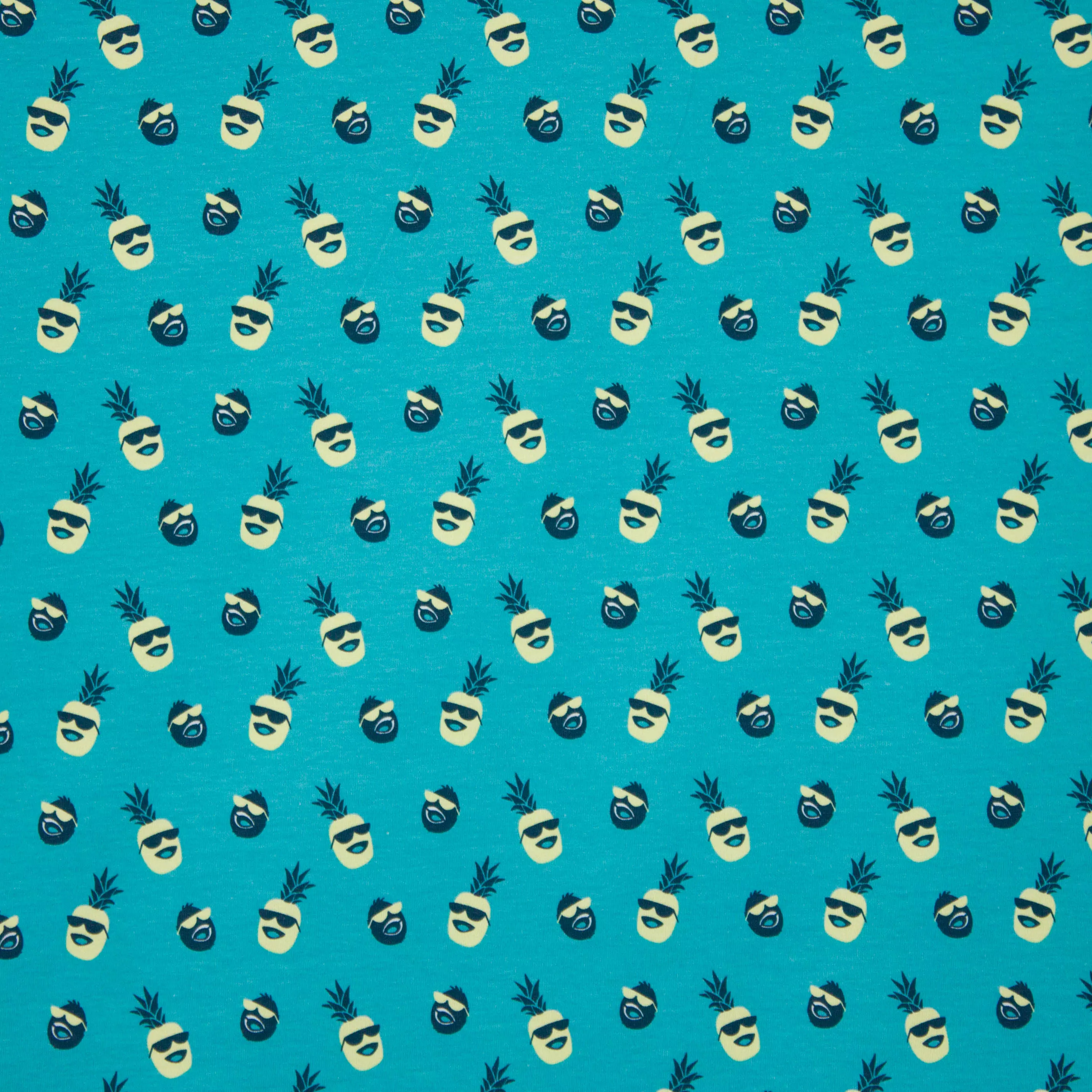Turquoise tricot met ananassen  'Pina Coolada by Käselotti'