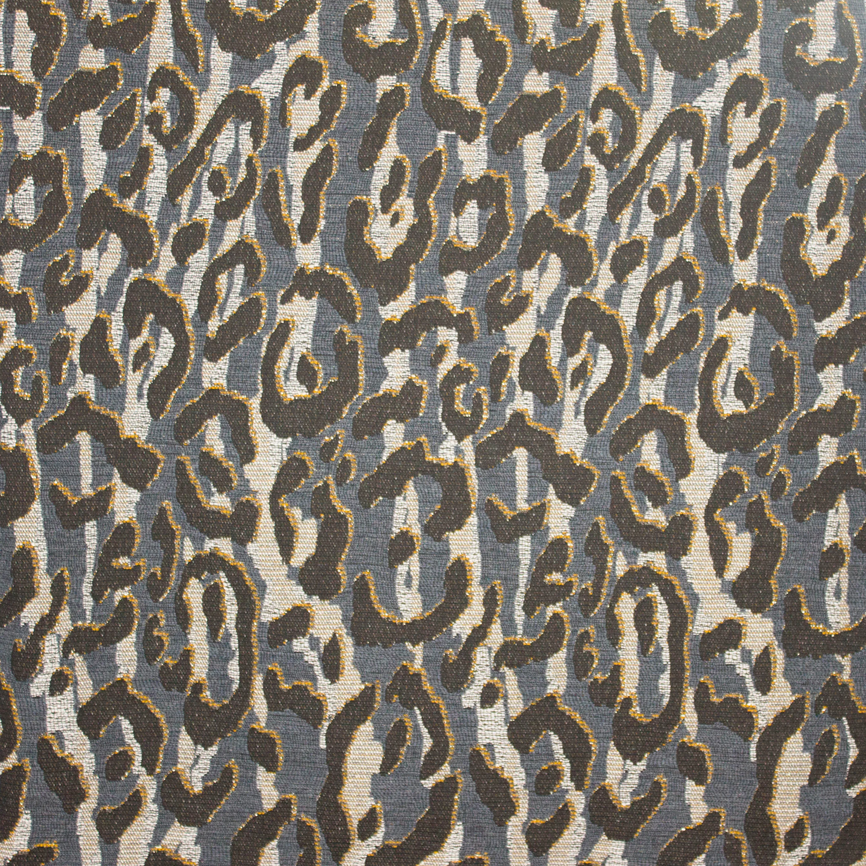 Grijs-blauw gestreepte jacquard met luipaard vlekken