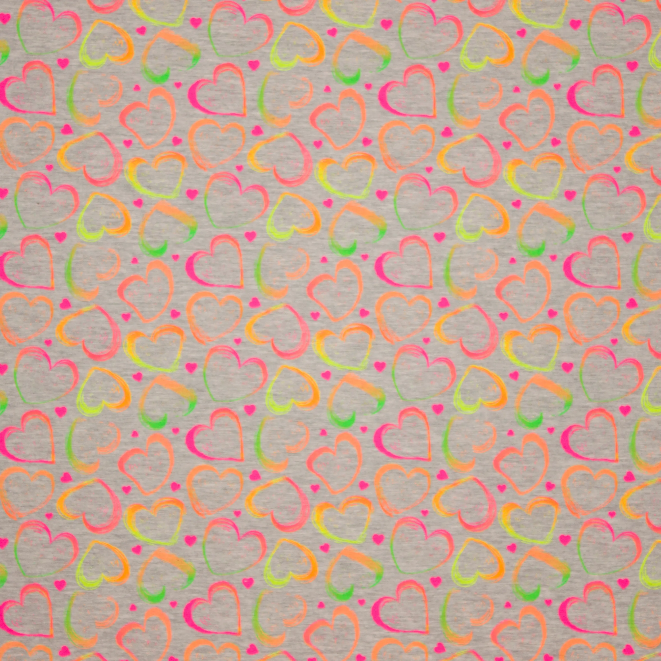 Grijze gemeleerde tricot met neon hartjes