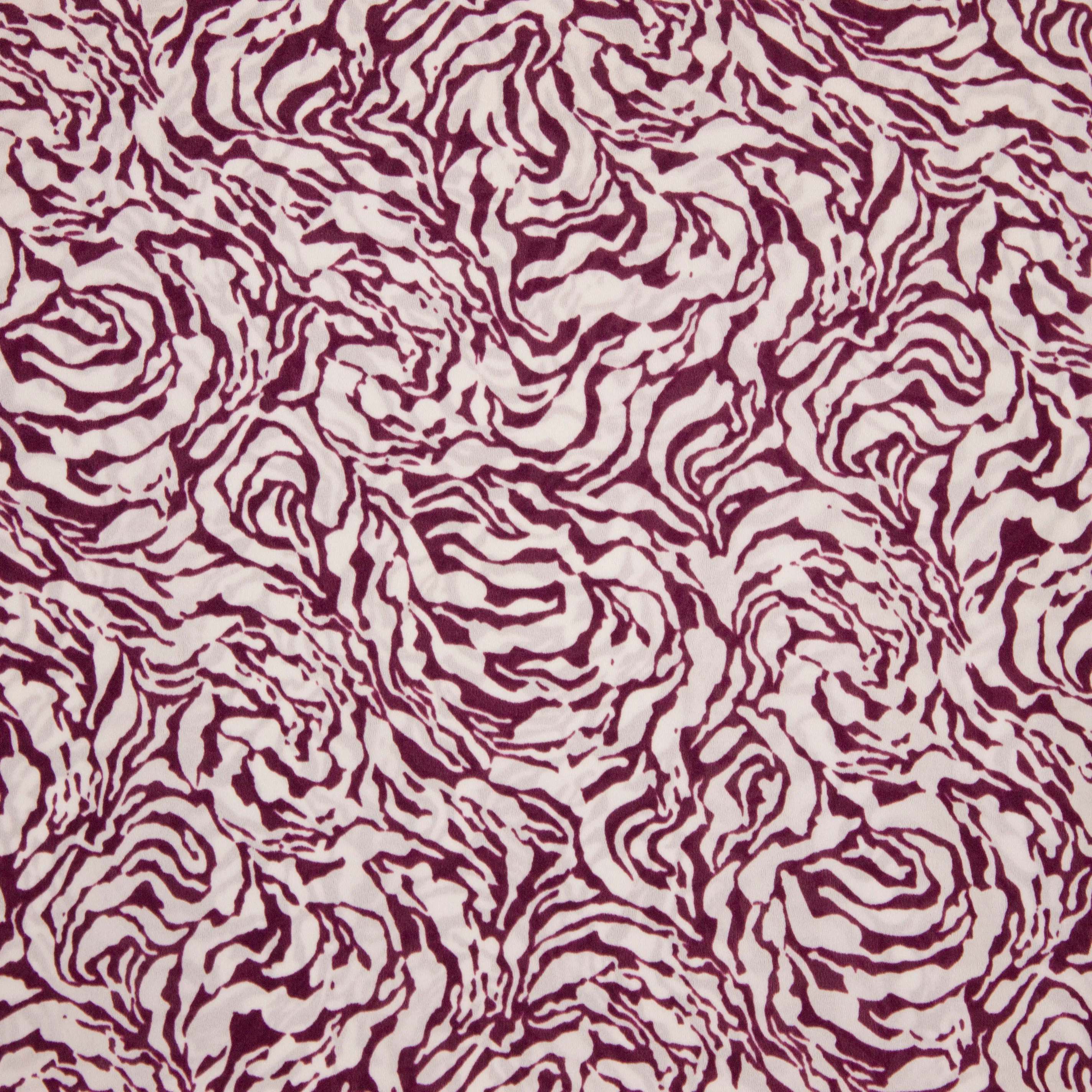 Witte viscose met bordeaux motief