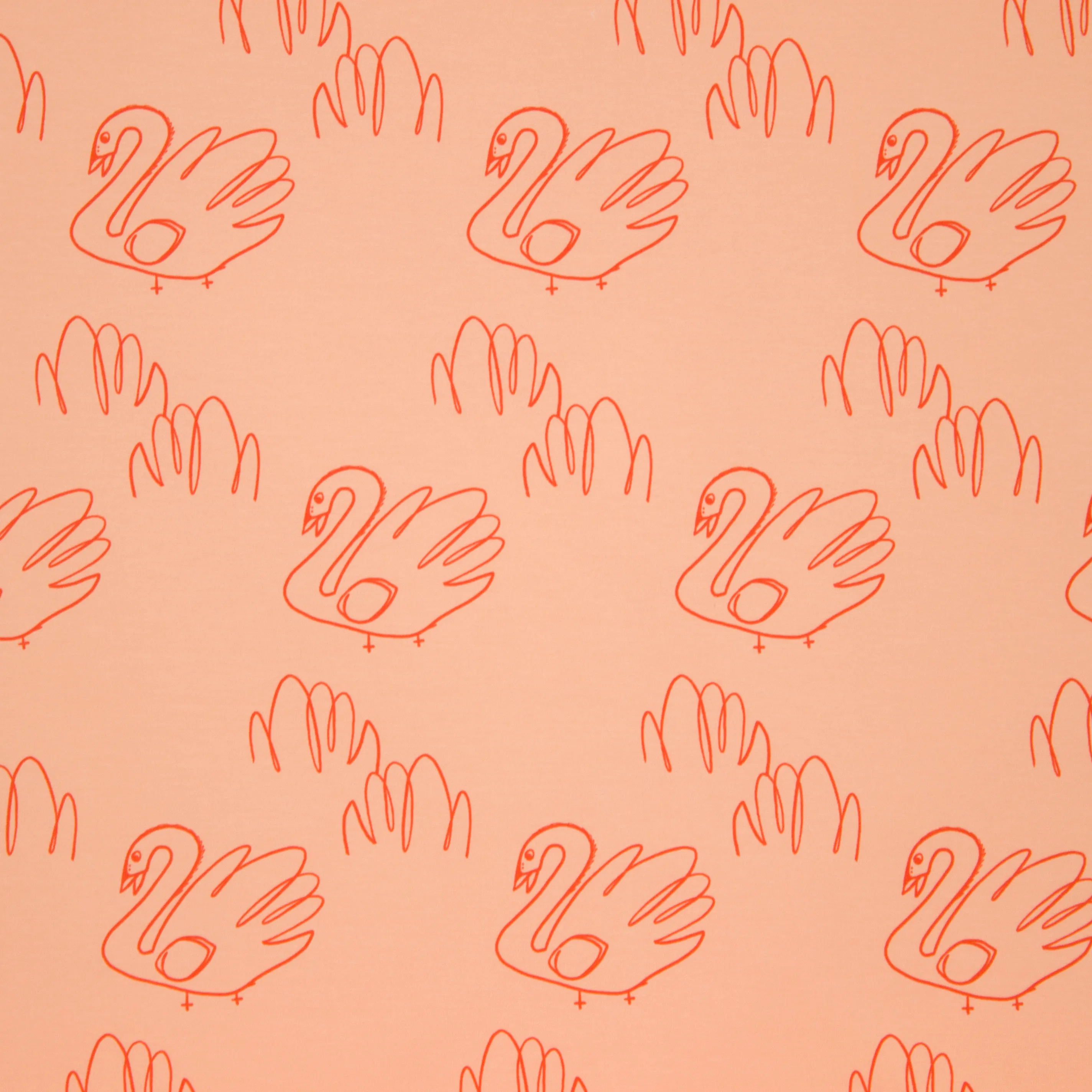 Peach french terry met outline rode zwanen van About Blue