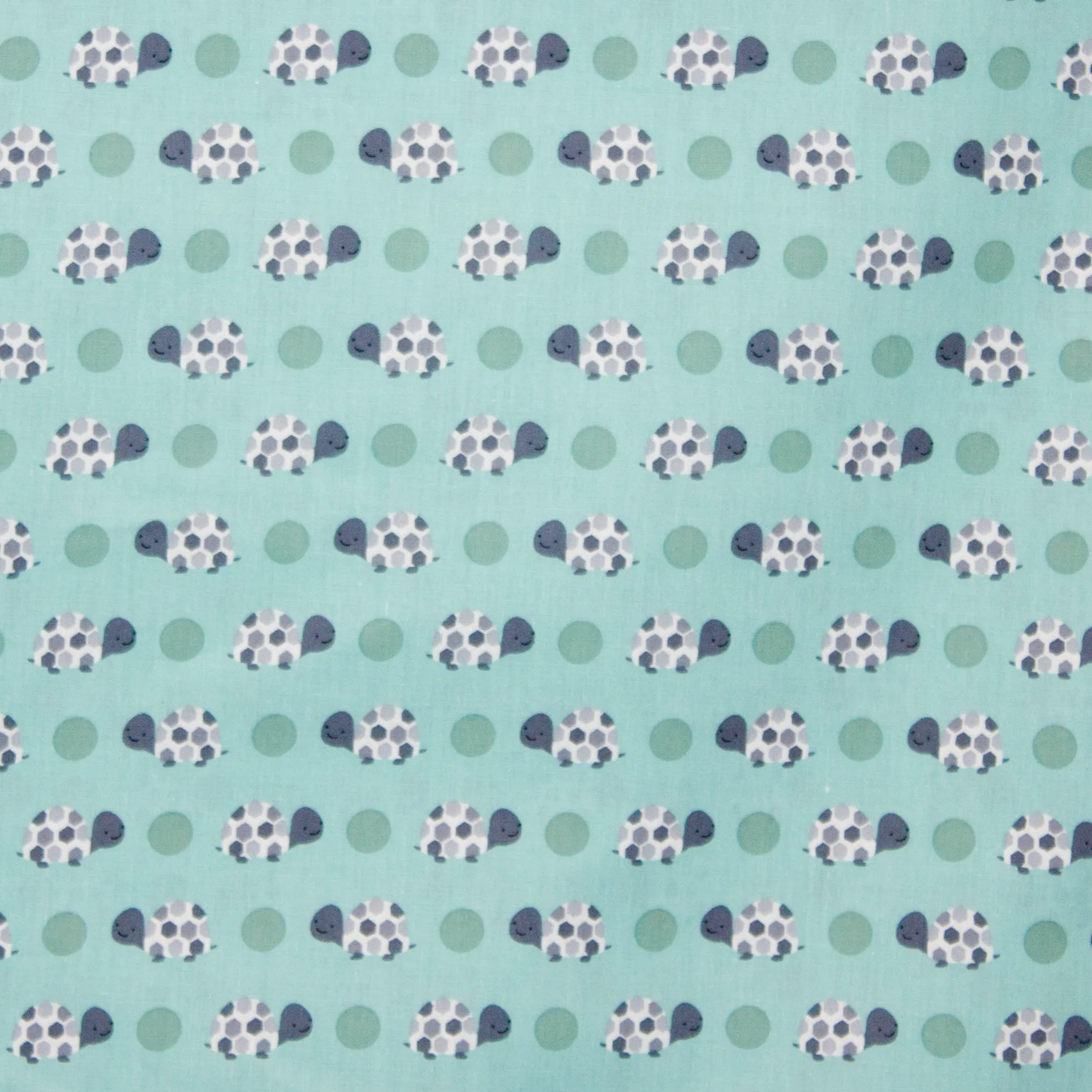 Turquoise/groene katoen met schildpadden