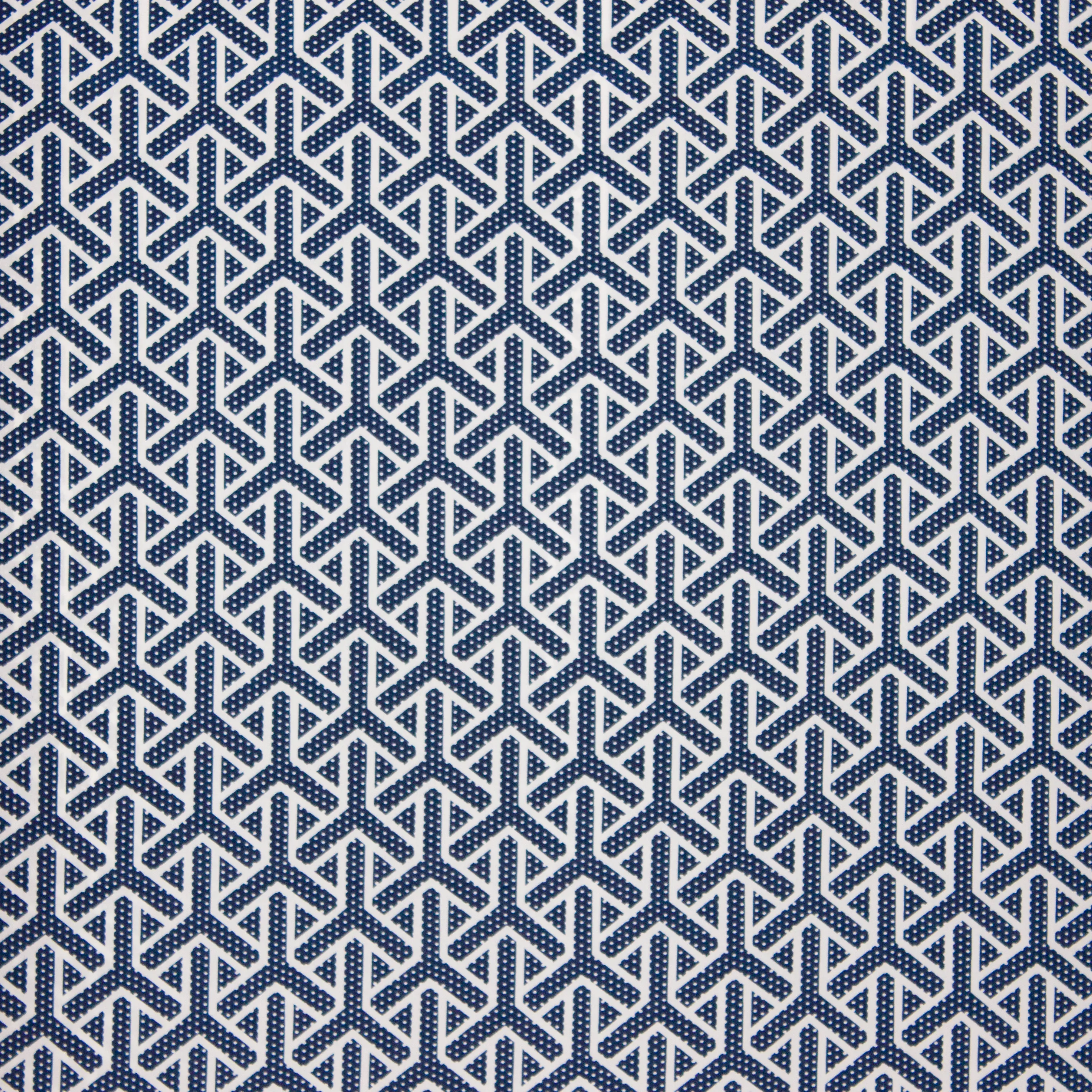 Blauwe polyester met wit motief