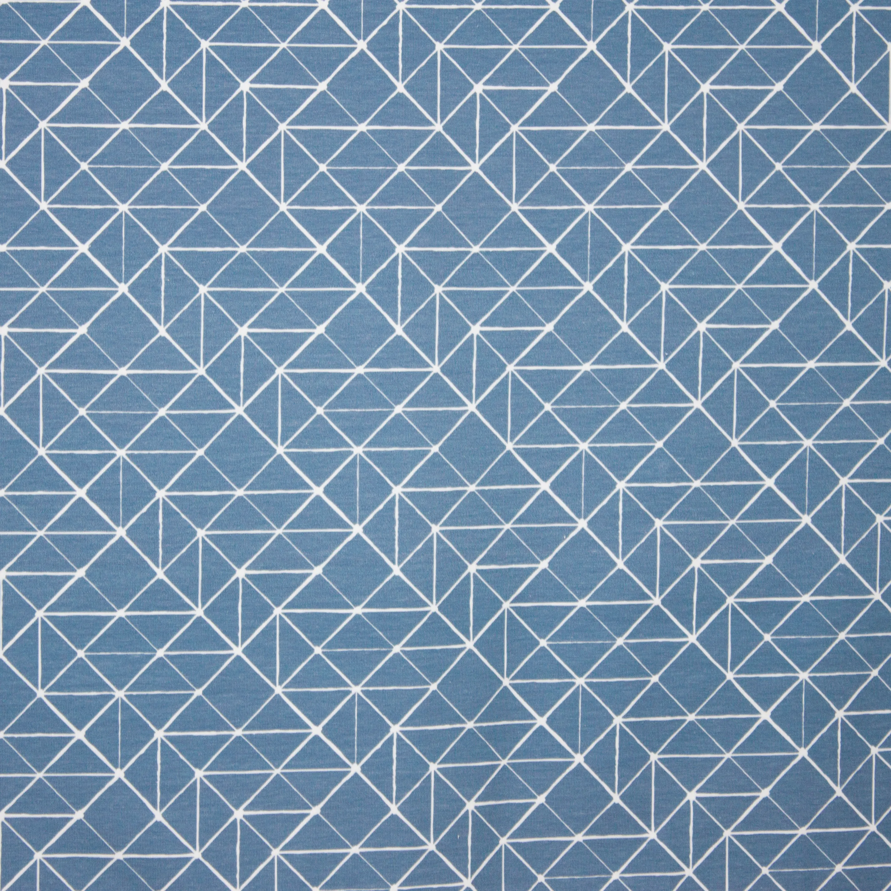 Grijsblauwe tricot met witte lijntekening