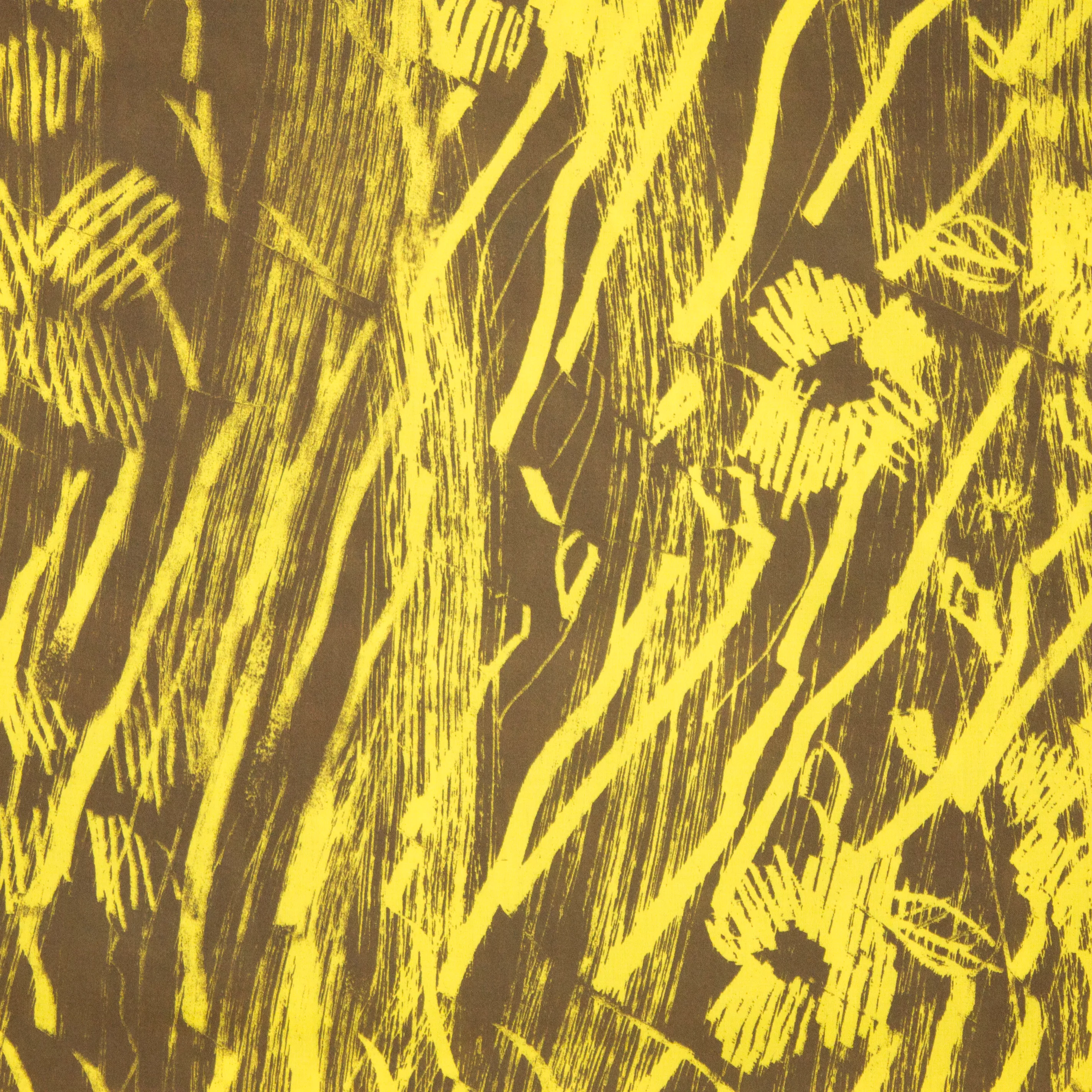 Kaki viscose met neon groene print
