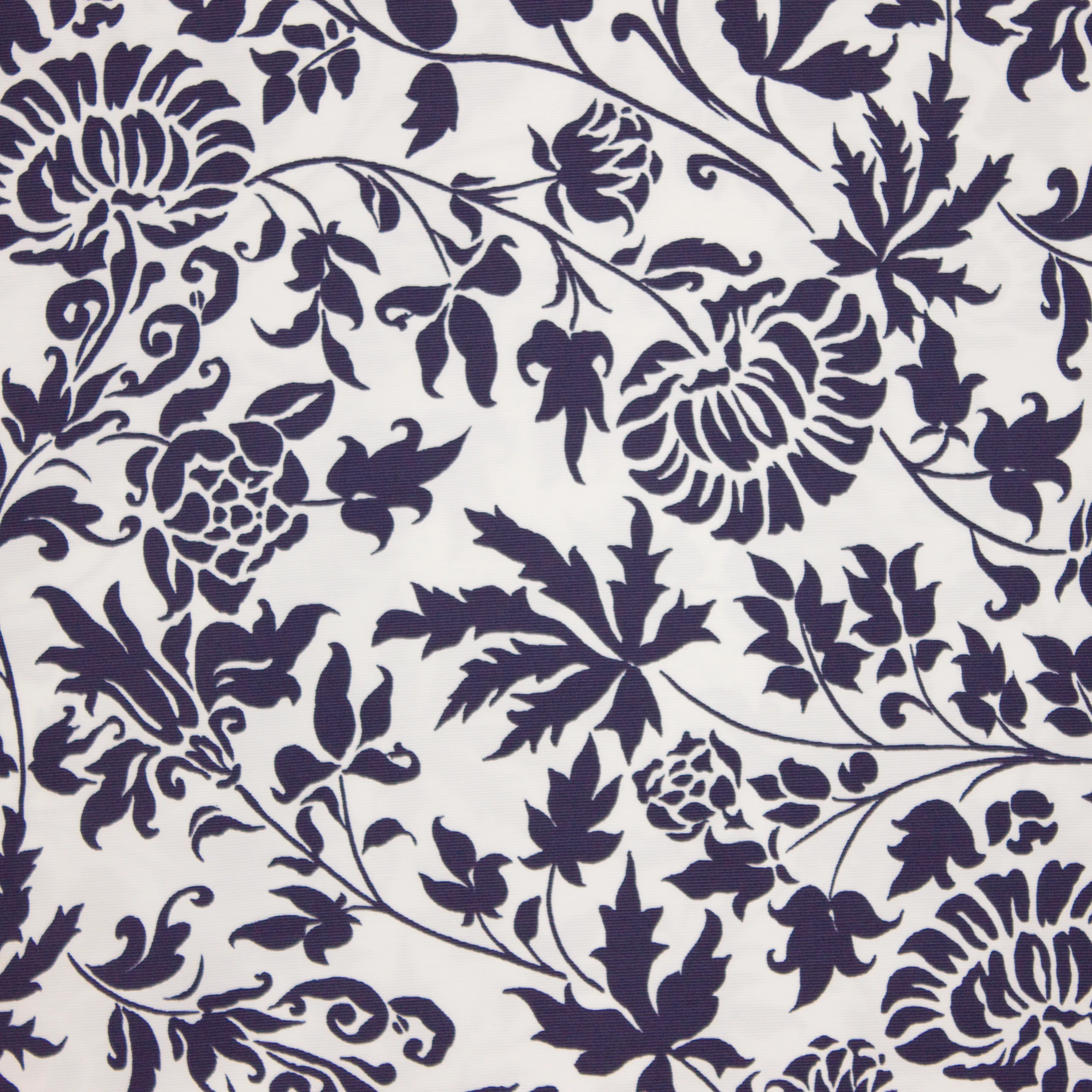 Witte geribbelde katoen stretch met bloemen