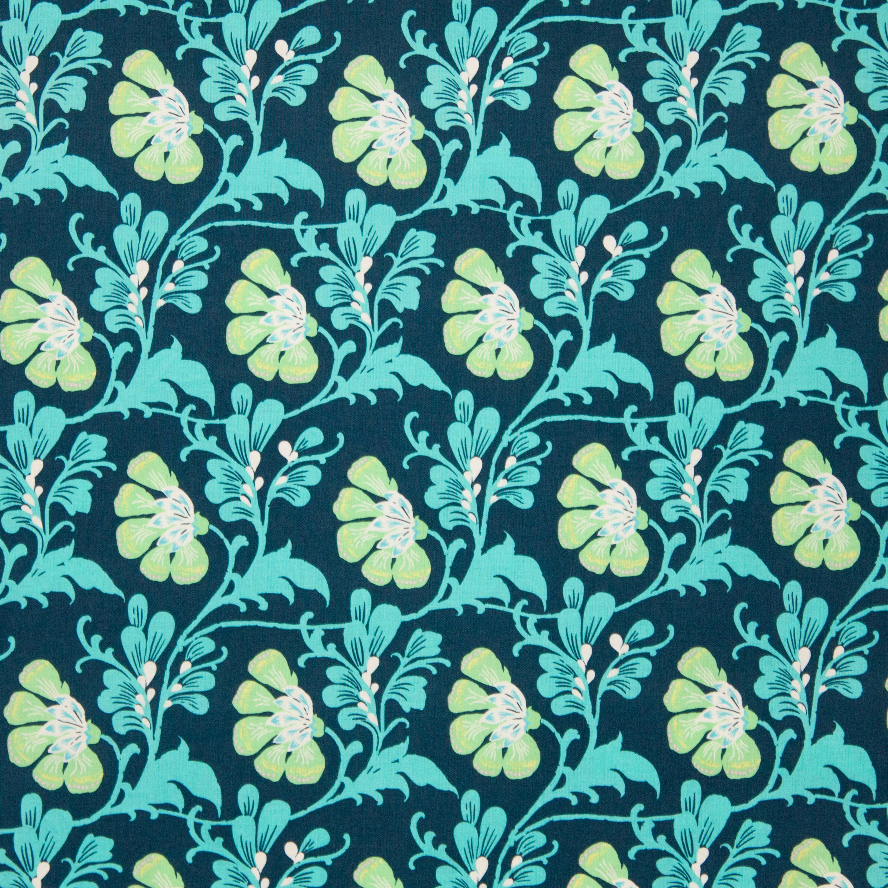 Blauwe katoen met bloemen