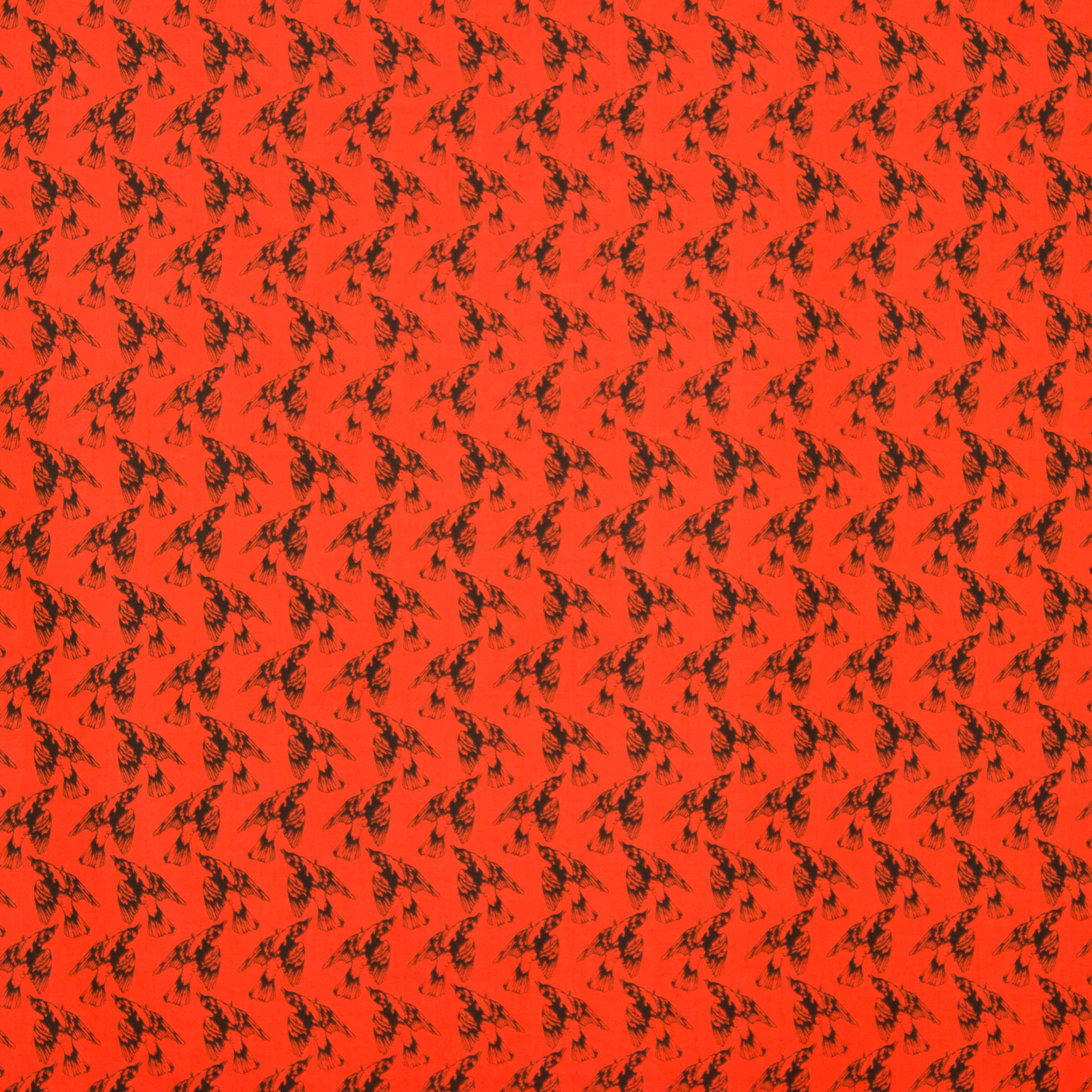 Oranje katoen met vogels