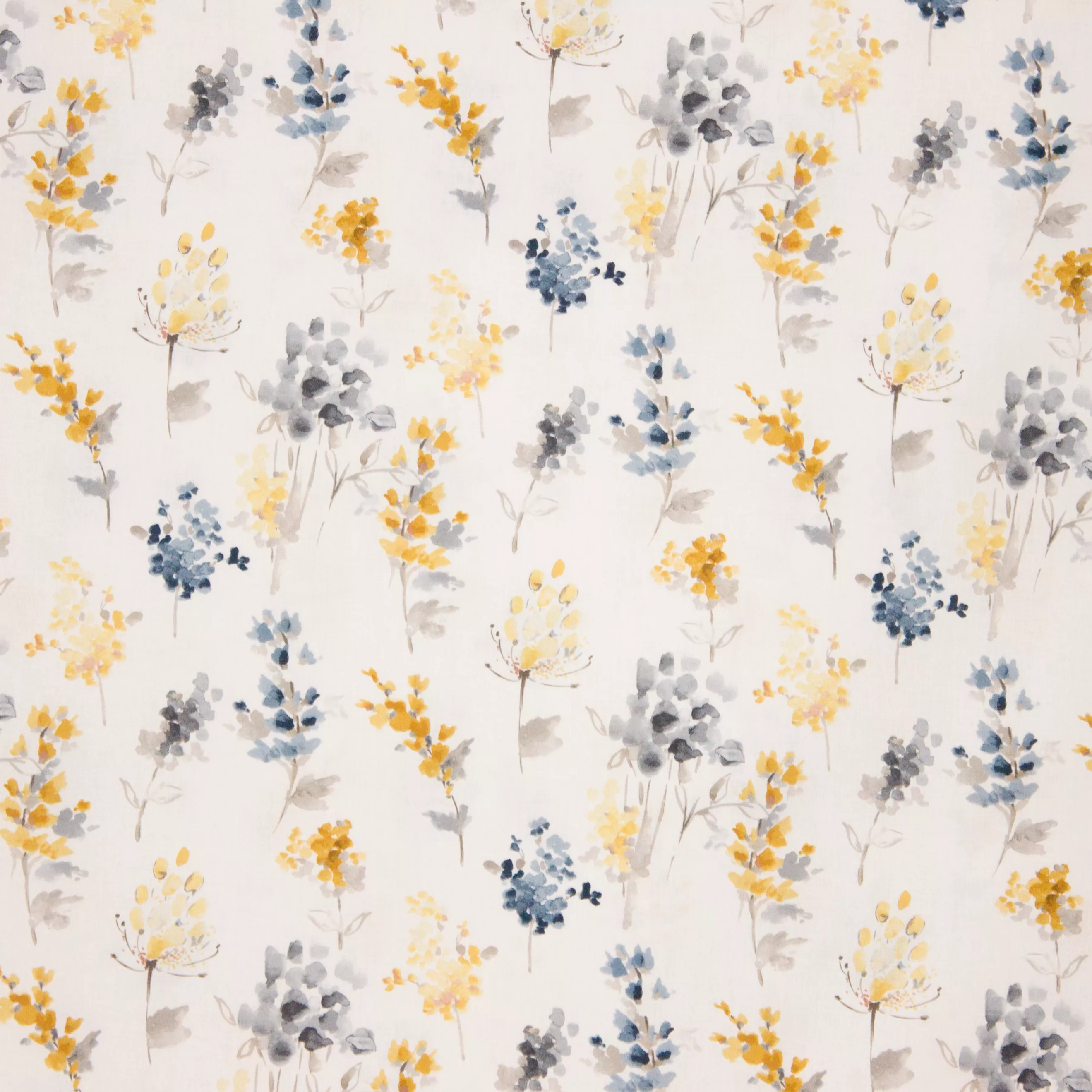 Katoen wit met aquarel bloemen