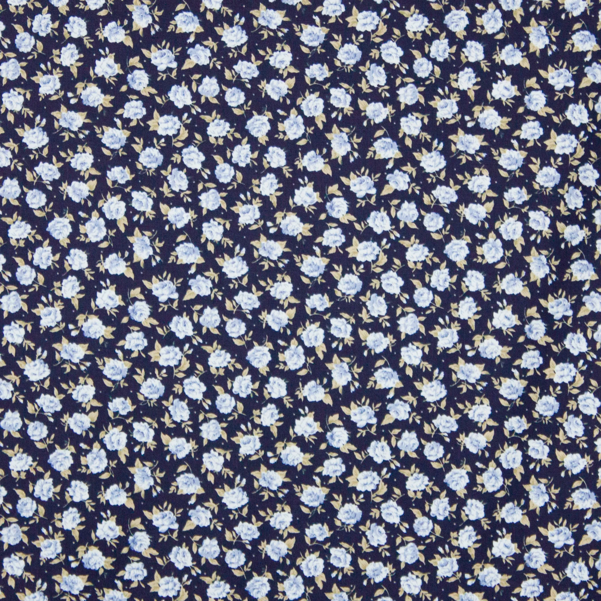 Donkerblauwe katoen met blauwe rozen