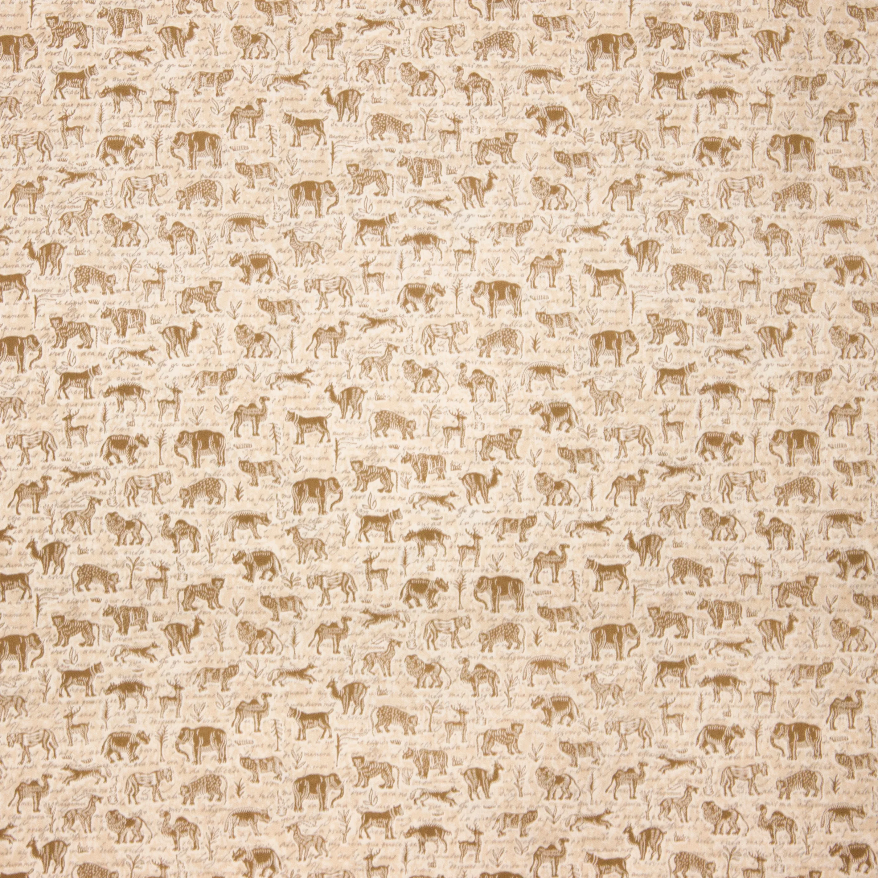 Beige katoen met bruine dieren