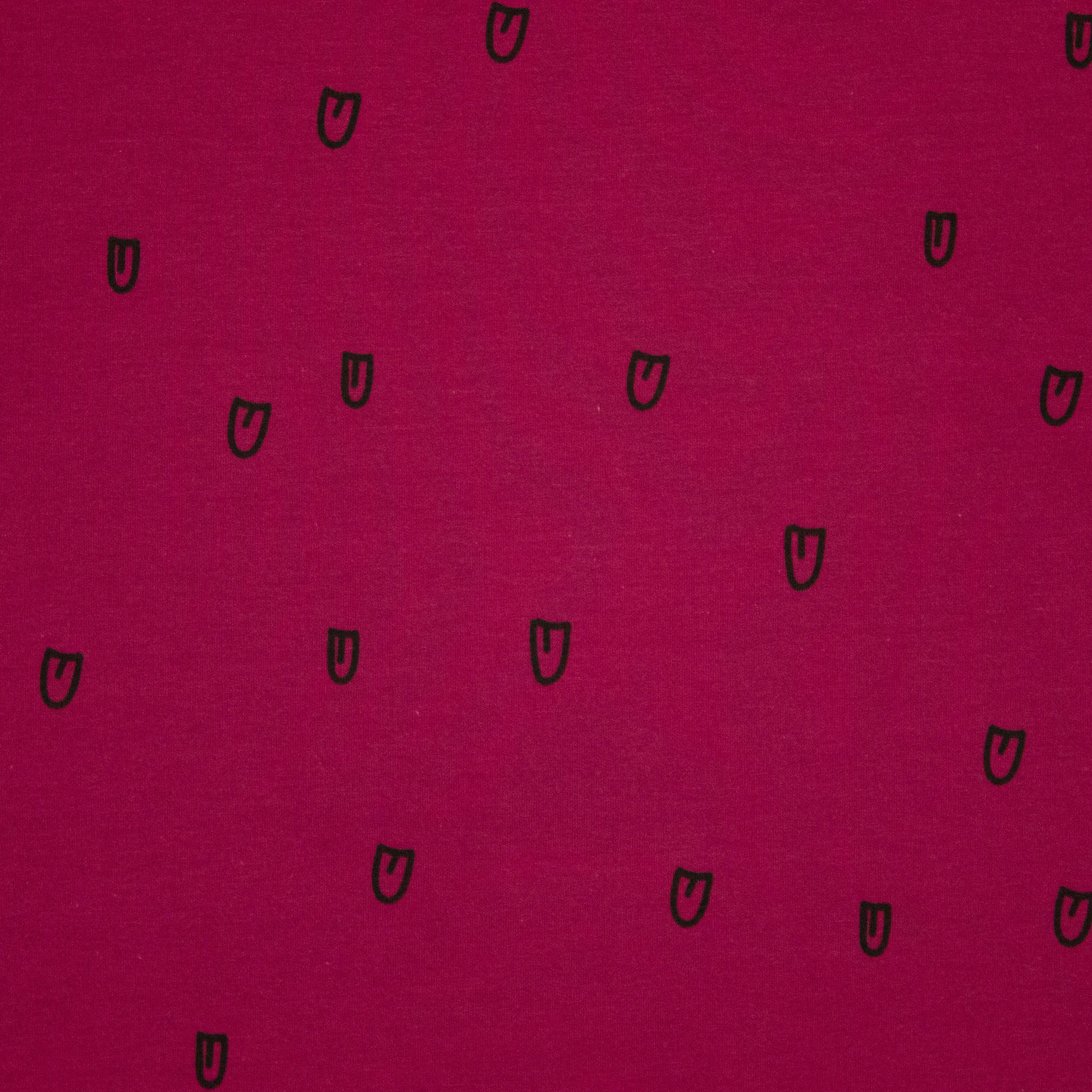 French Terry in fuchsia met motiefjes van chat chocolat