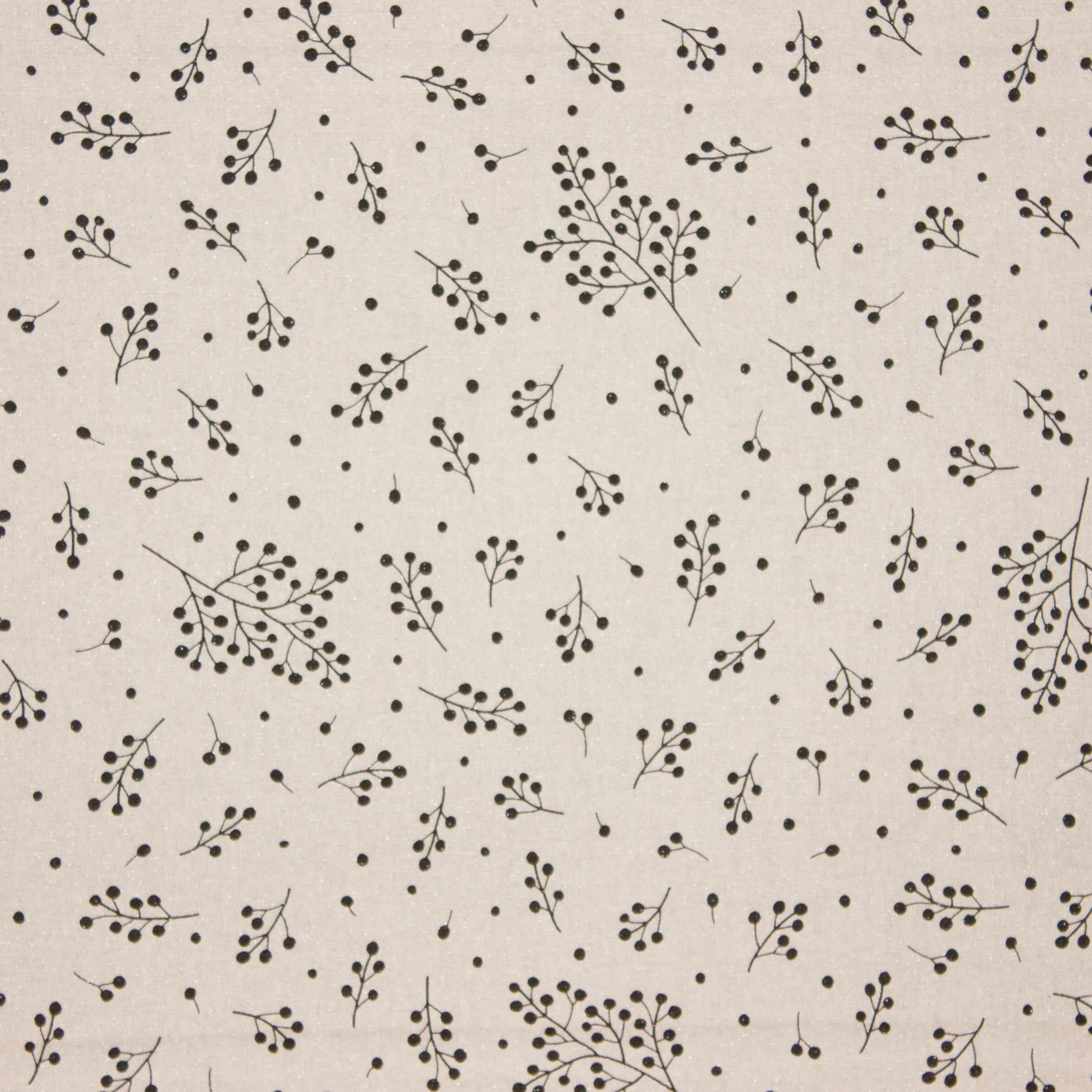 Beige katoen polyester decoratiestof met takjes en glitters
