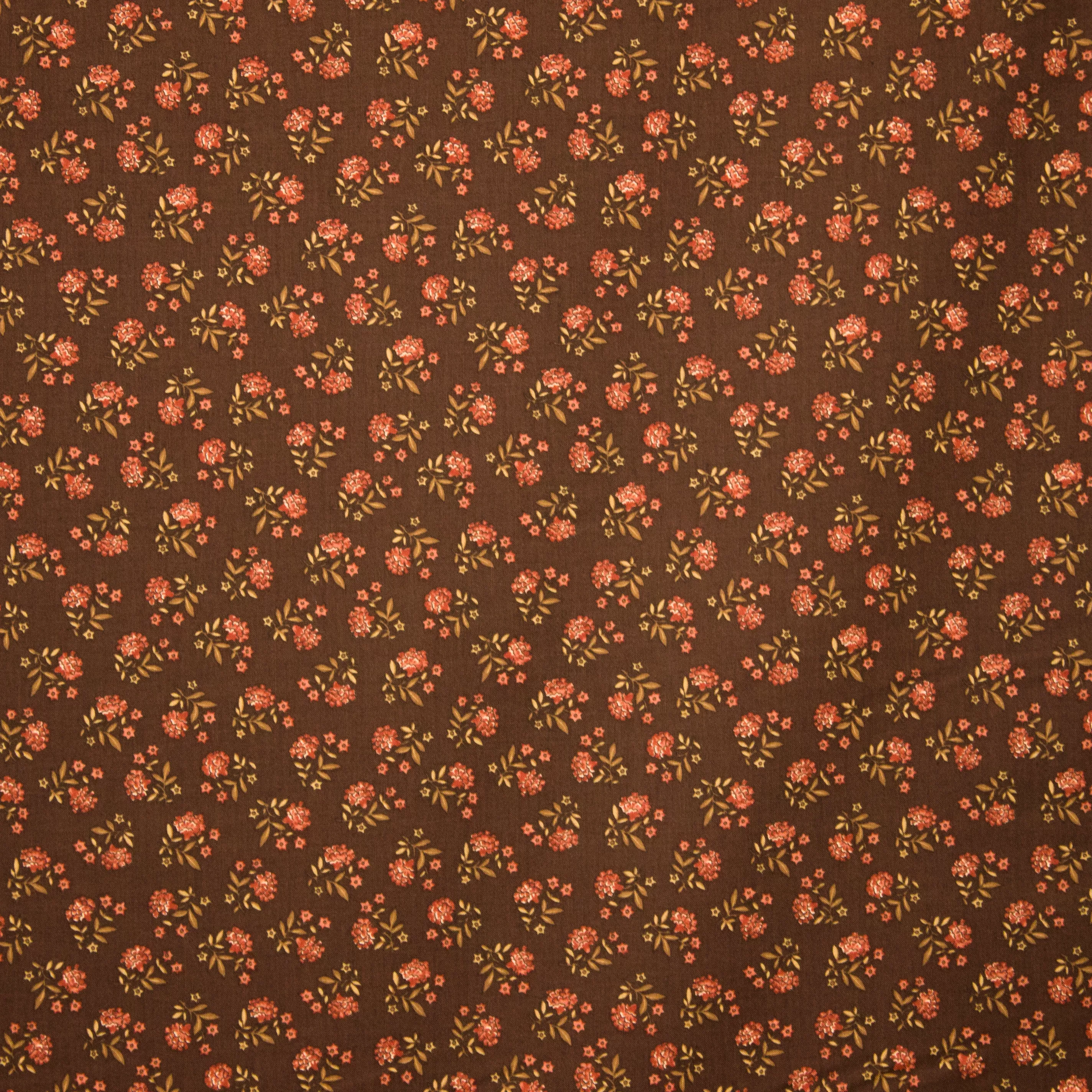 Bruine katoen met bloemen