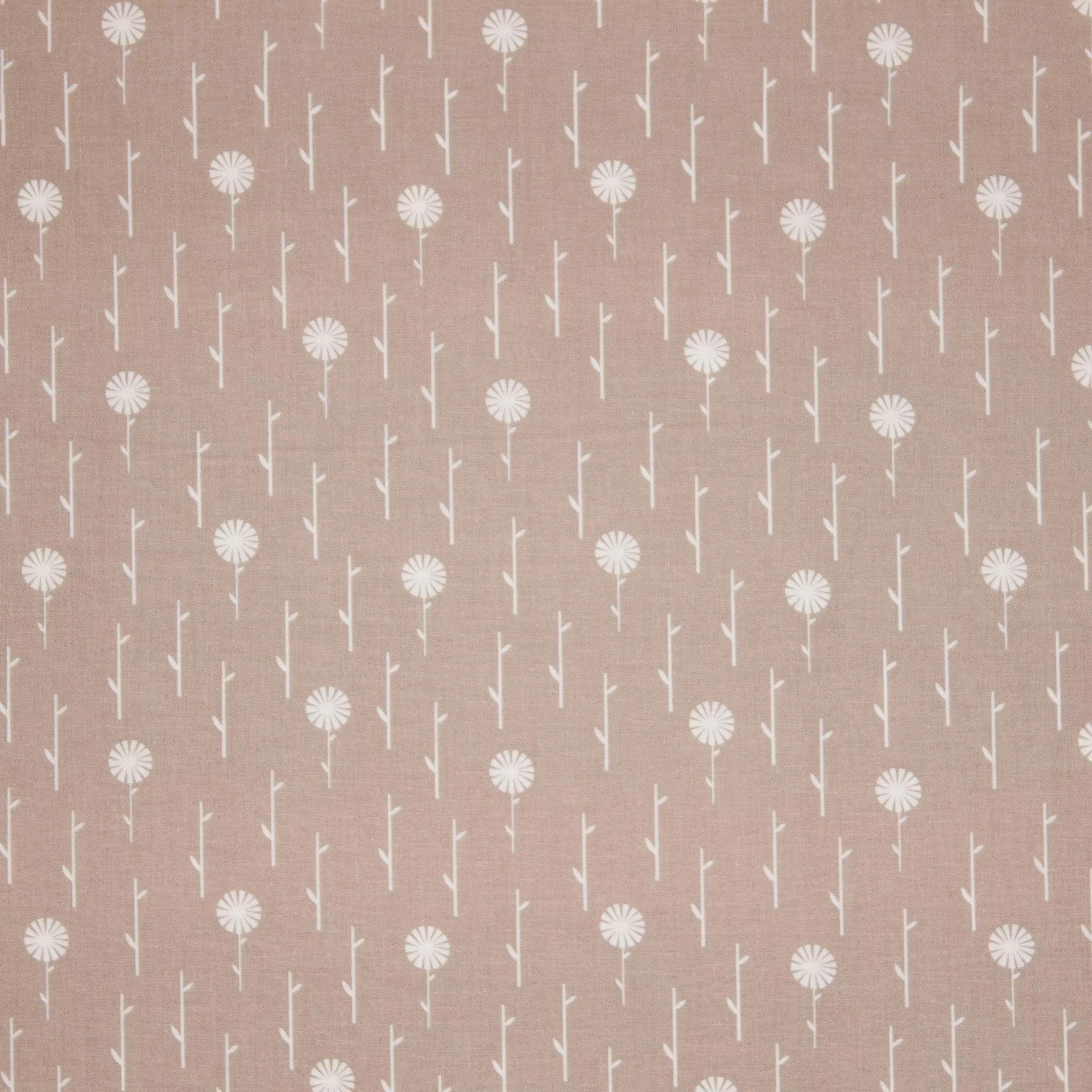 Taupe katoen met witte bloemen en takken