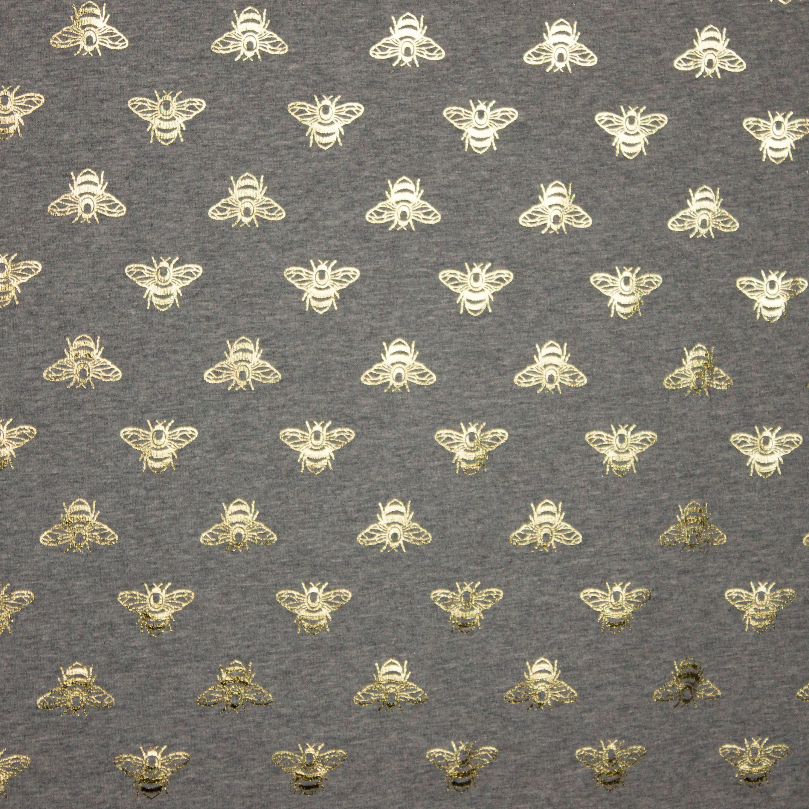 Grijze tricot met gouden bijtjes van Stitched by you